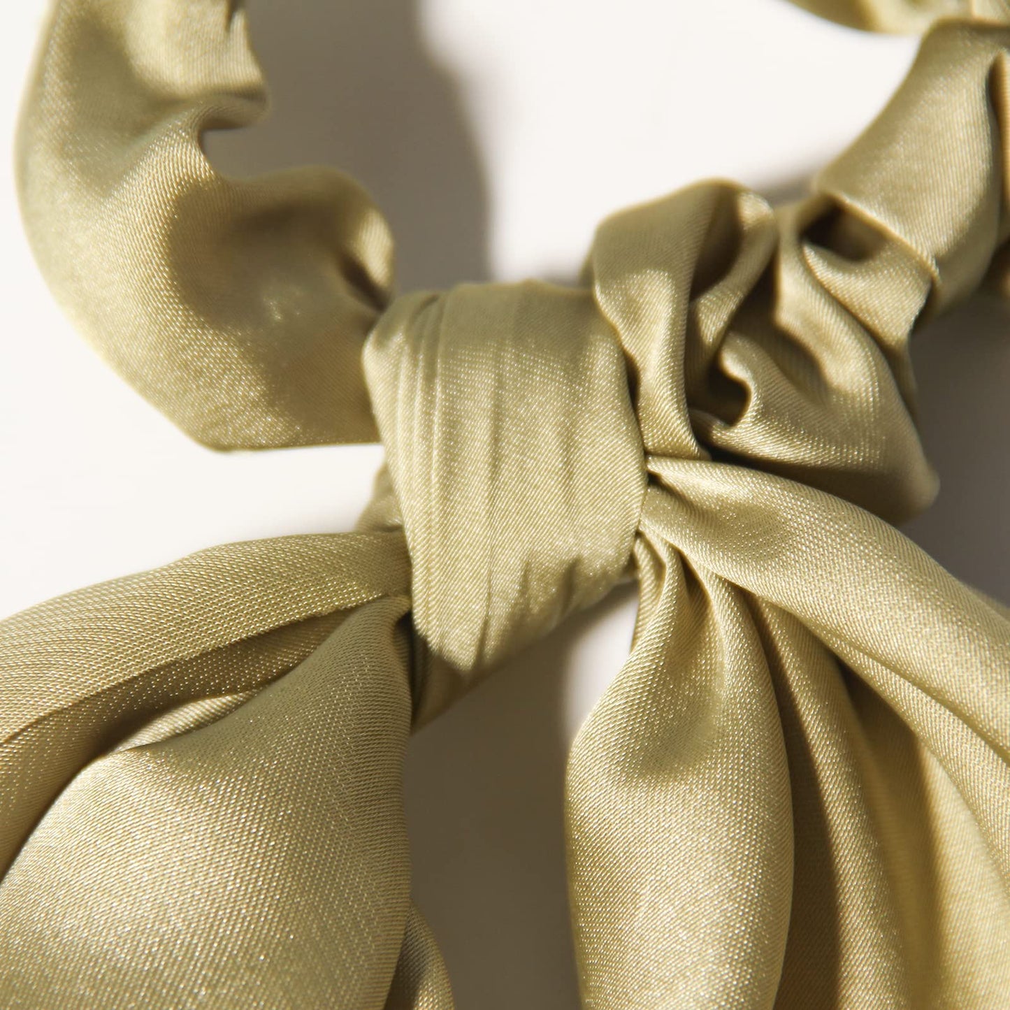 3PCS Hair Scarf Scruncheis for Women Knotted Bow Hair Ties Elastic Bands Satin Hair Ribbon Scrunchy Red Ponytail Holder for Women and Girls (Ivory green bean)
