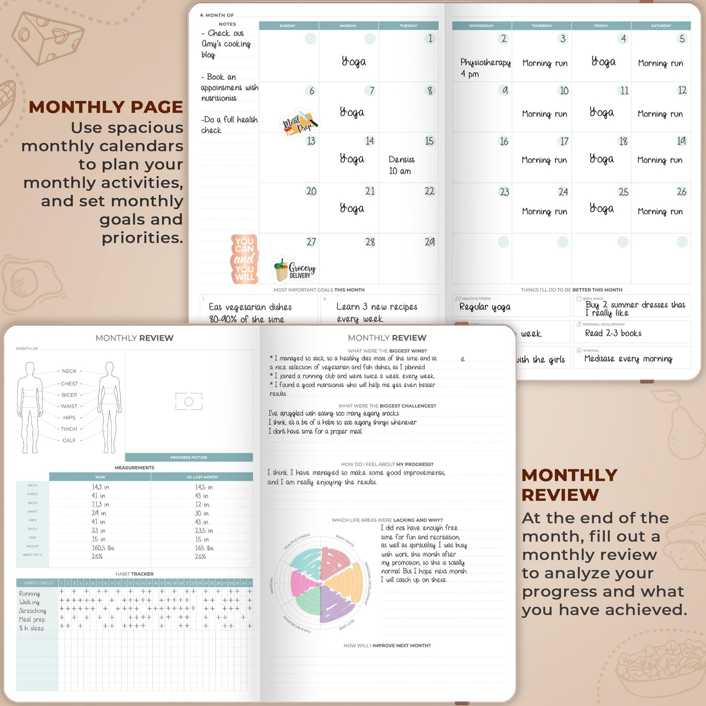 Clever Fox Food Journal Pro – Diet & Wellness Planner for Women & Men – Weight Loss Diary with Calorie Tracker – Food Log for Tracking Meals, Exercise & Weightloss - Undated, 7" x 10" Rose Gold