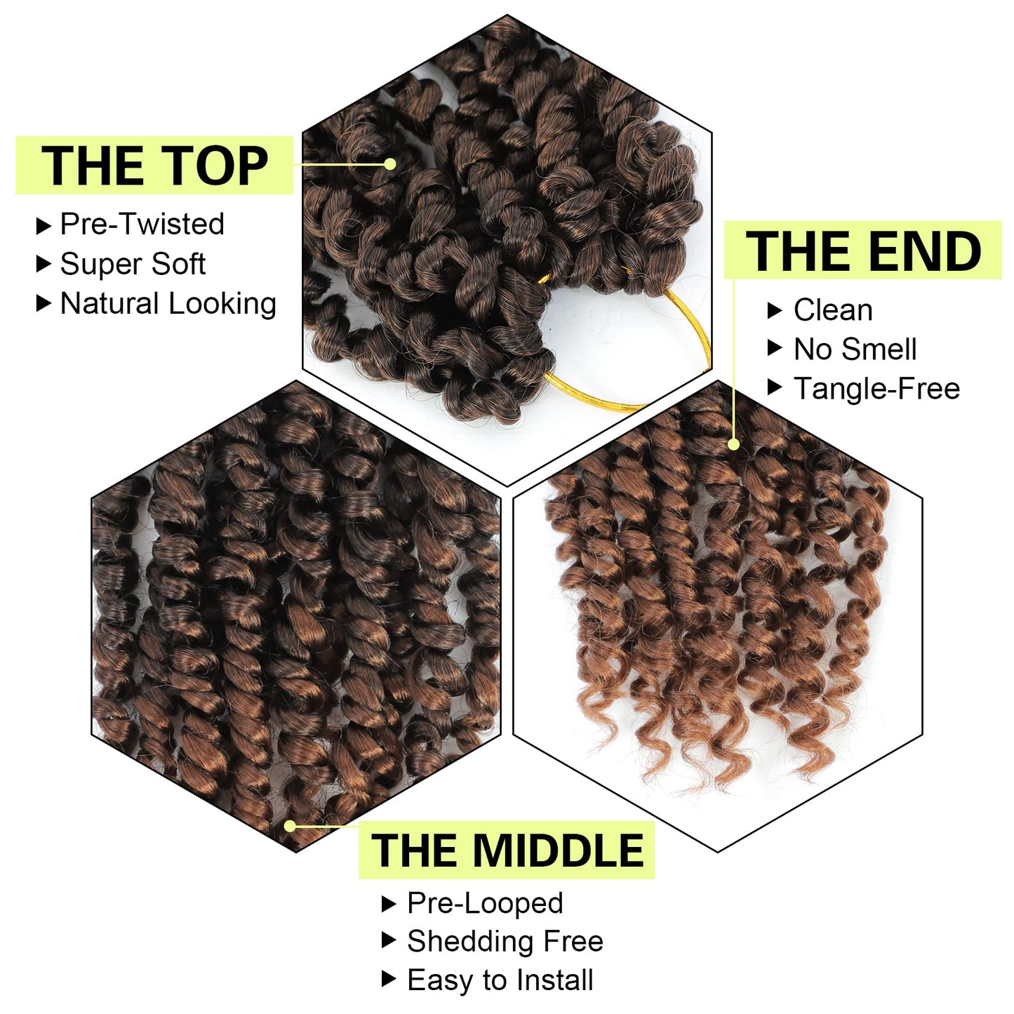 Passion Twist Crochet Hair 8Inch Passion Twist Hair 8 Packs Pre Looped Passion Twist Curly Crochet Hair Short Crochet Hair for Black Women Extensions (T30-8pack)β¦