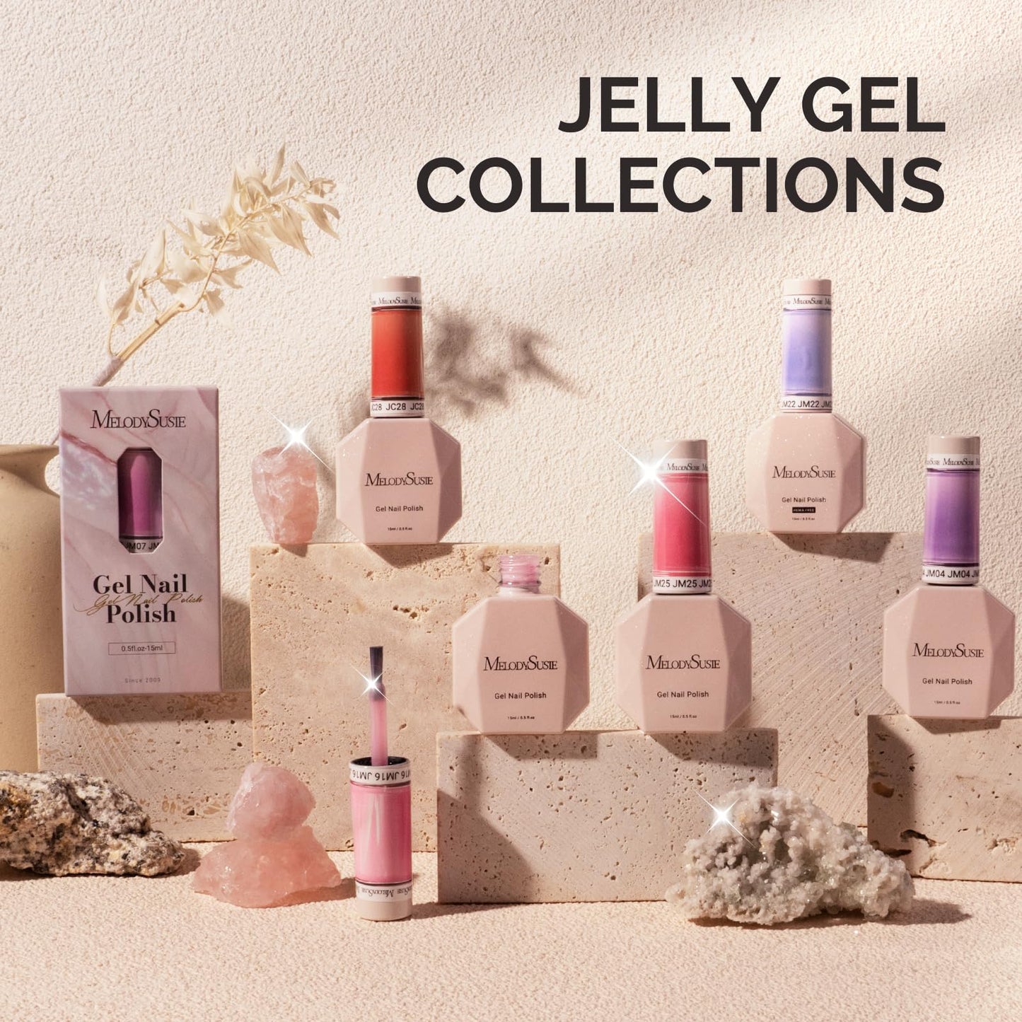 MelodySusie Jelly Purple Gel Polish, 0.5Fl.oz Jeweliver Jelly Gel Nail Polish Translucent Purple Deep Color Sheer Nails Soak Off UV LED Light Cure Gift for Women Nail Art Manicure JIG28