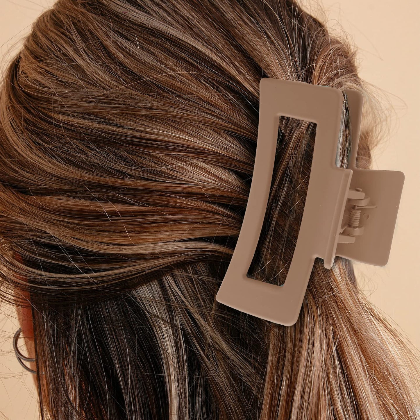 6 Pack Square Claw Clips for Women Girls, 3.5" Medium Non-slip Rectangular Matte Claws Strong Jumbo Hair Styling Accessories for Thin Hair, Wine Red