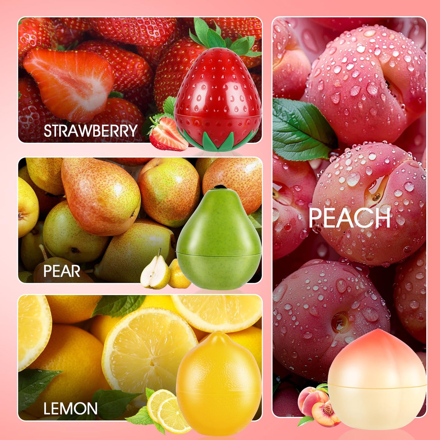 4 Pack Hand Cream Gifts Set For Women, Easter Basket Stuffers, Hand Lotion for Dry Cracked Hands, Mothers Day Gifts for Mom and Teacher Appreciation Gifts, 1.06 Oz (Strawberry, Pear, Lemon, Peach)