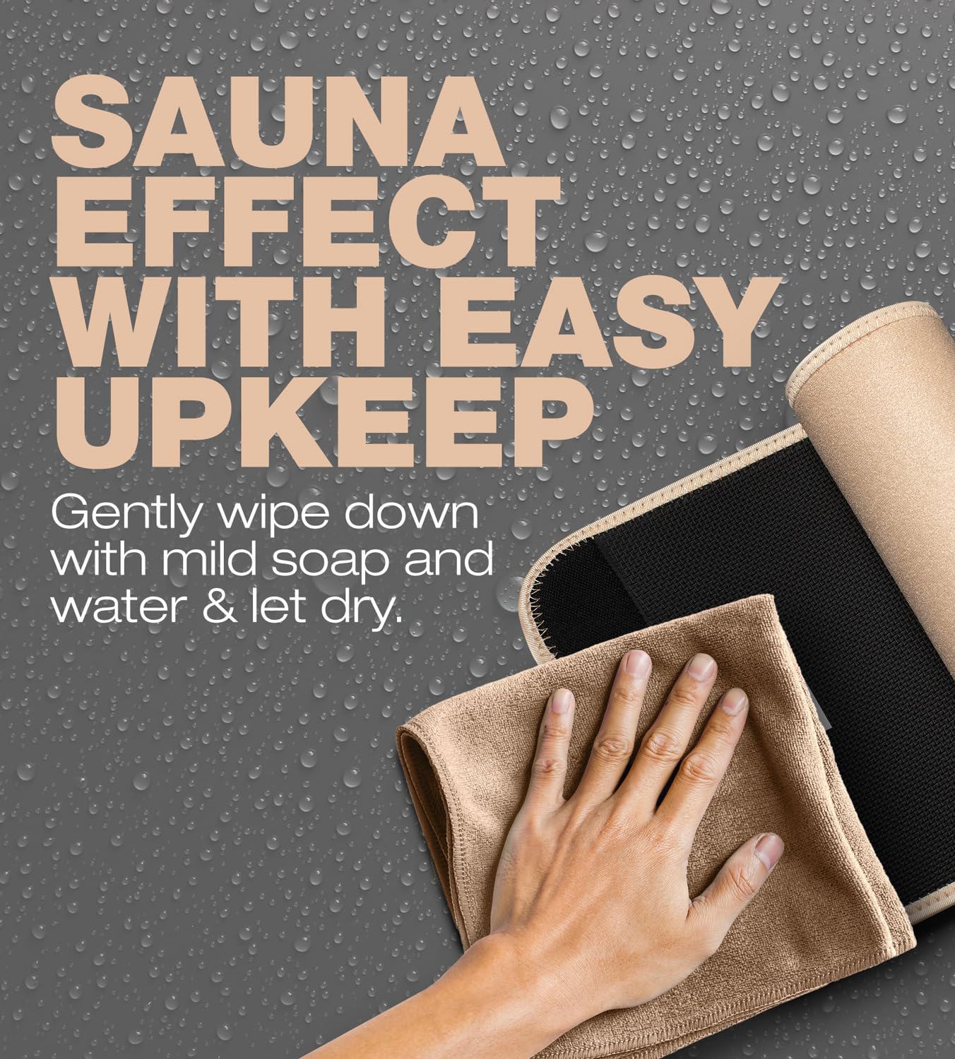 ActiveGear Waist Trainer for Women & Men – Skin Colored Sweat Band Waist Trimmer Belt for a Toned Look - Reinforced Trim and Extra Secure Fastening (Latte, Medium: 8” x 42”)