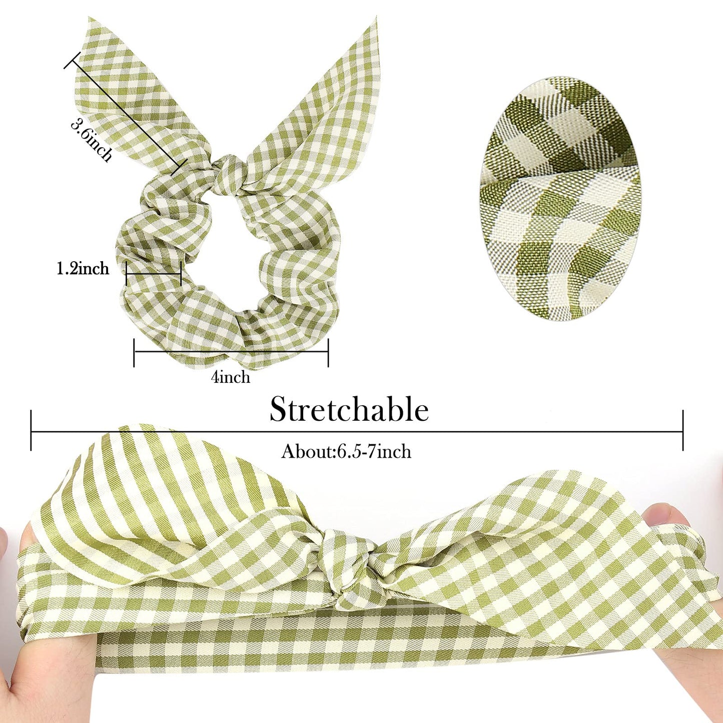ACO-UINT 20 Pack Satin Scrunchies - Thick Hair Ponytail Holders with Bunny Ear Design, Women's Hair Accessories