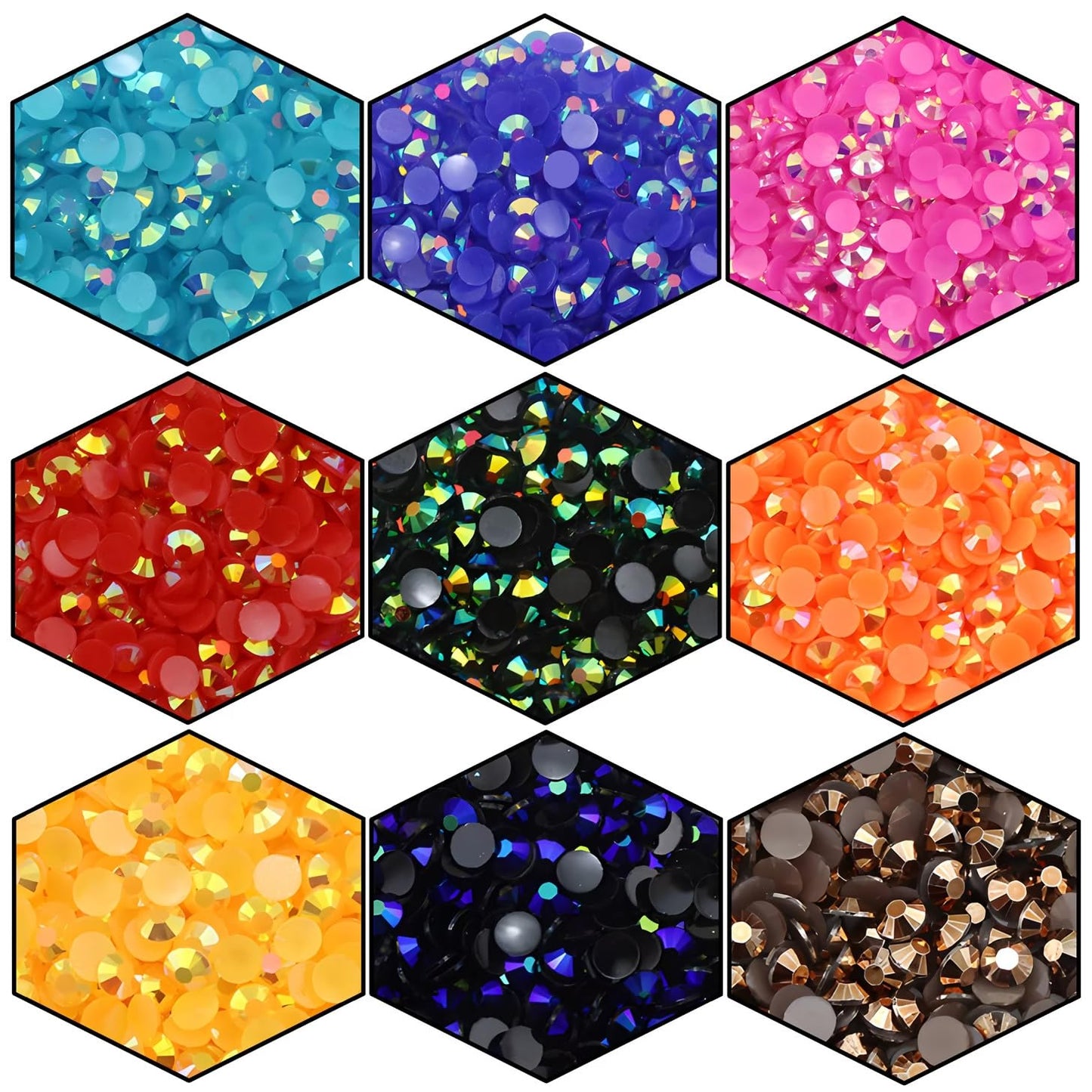 1440 Pcs SS20 5mm Flatback Rhinestones for Nails Art Crafts Glitter Round Shine Gems AB Crystals DIY Clothes Shoes (Black-Bottom Ink-Blue AB)