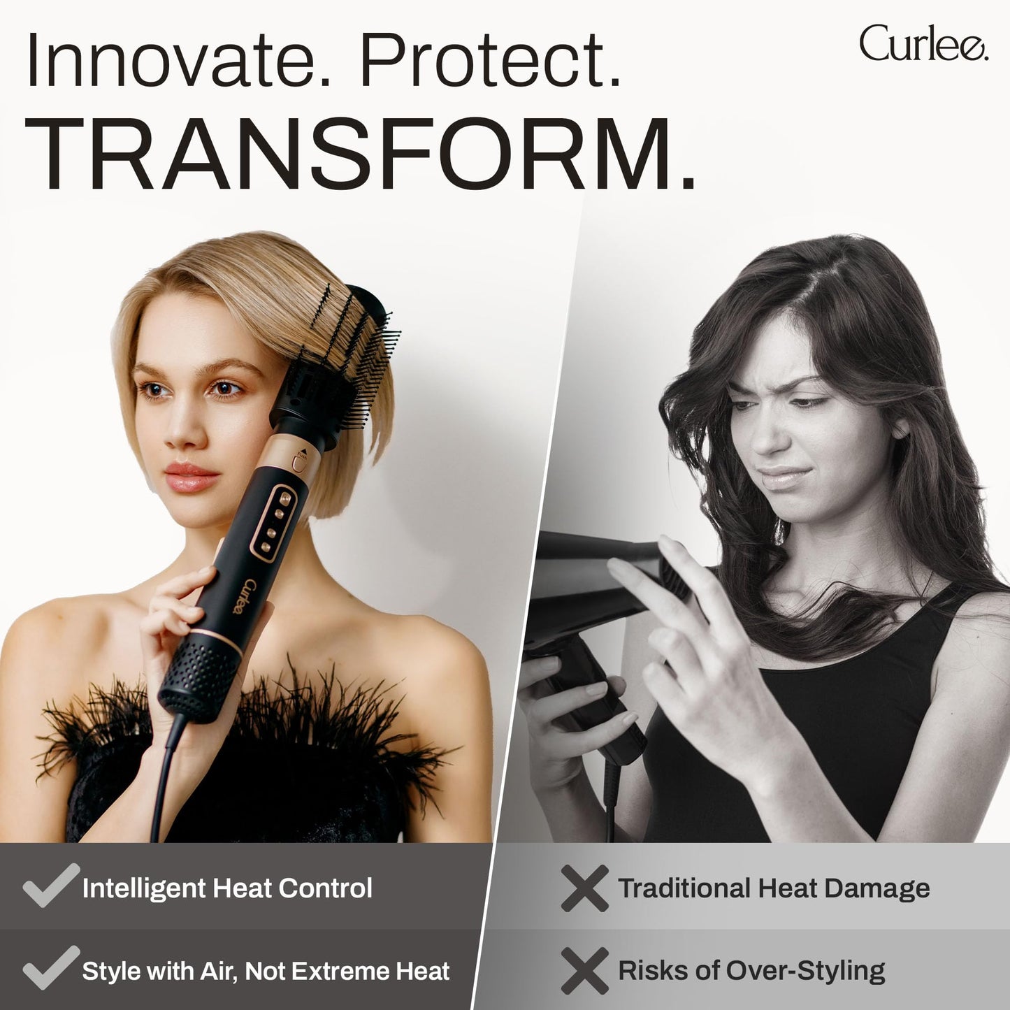 Hair Dryer Brush 1200 Watts 6 in 1 Hair Accessories Blow Dryer Automatic Curling Iron with Storage Box in Black for Curl Enhancing Hair Smoothing Volumizing Styling - by Curlee