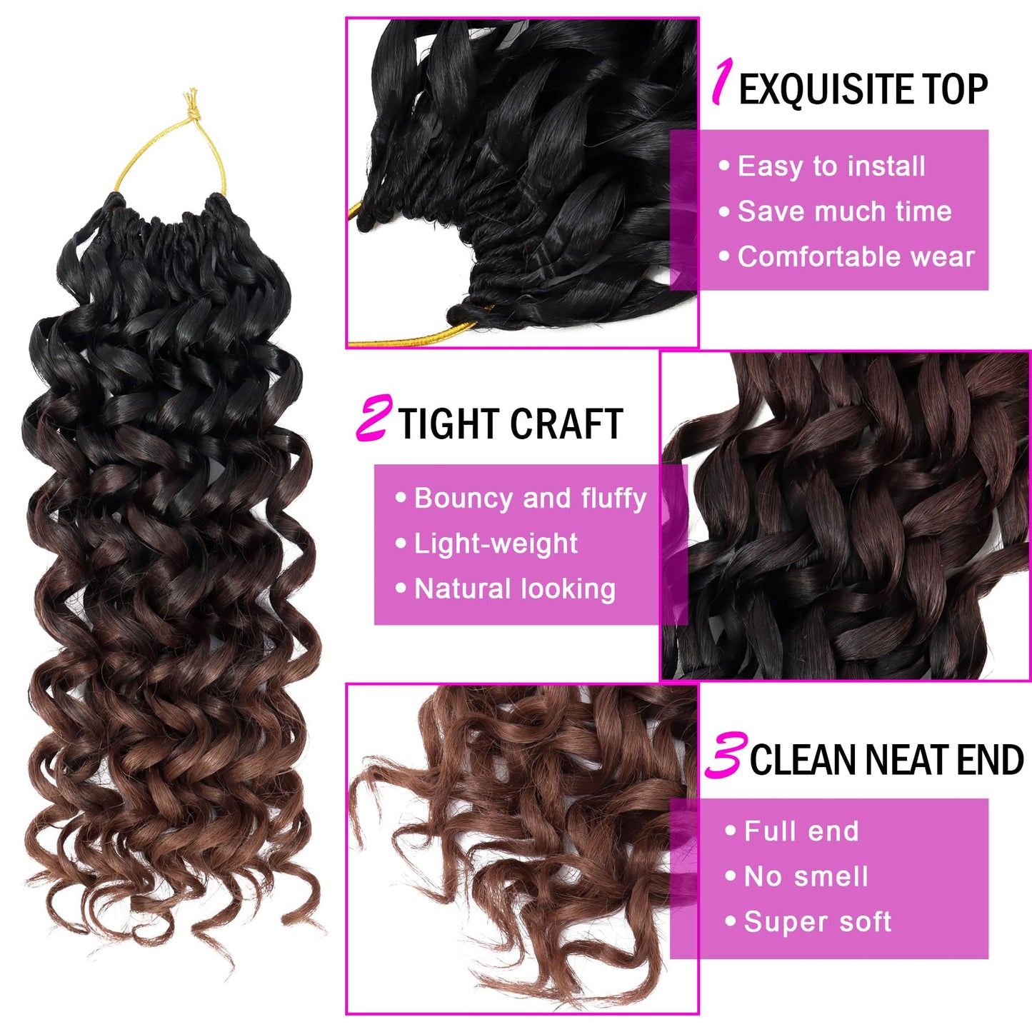 7 Packs GoGo Curl Crochet Hair 10 Inch Short Curly Crochet Hair for Women Beach Curl Water Wave Deep Twist Crochet Braids Synthetic Braiding Hair Extensions (10 Inch,T1B/4/30)
