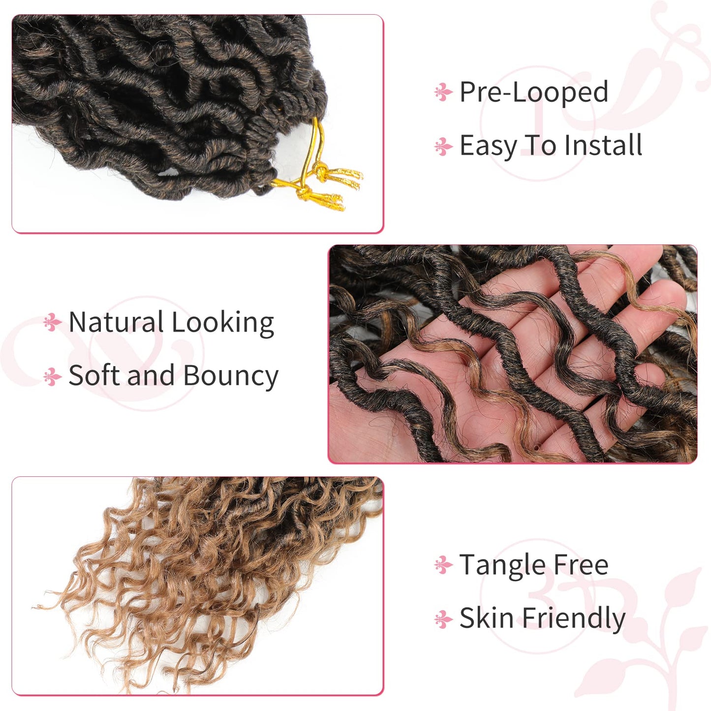 Alicoco Goddess Locs Crochet Hair 12 Inch 8 Packs Faux Locs Crochet Hair For Women Boho Soft Locs Pre-looped River Crochet Locs With Curly Ends (12 Inch (Pack of 8), T30)