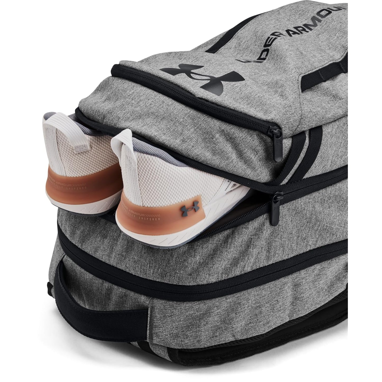 Under Armour Unisex-Adult Hustle 6.0 Backpack, (026) Castlerock Full Heather/Black/Black, One Size Fits Most