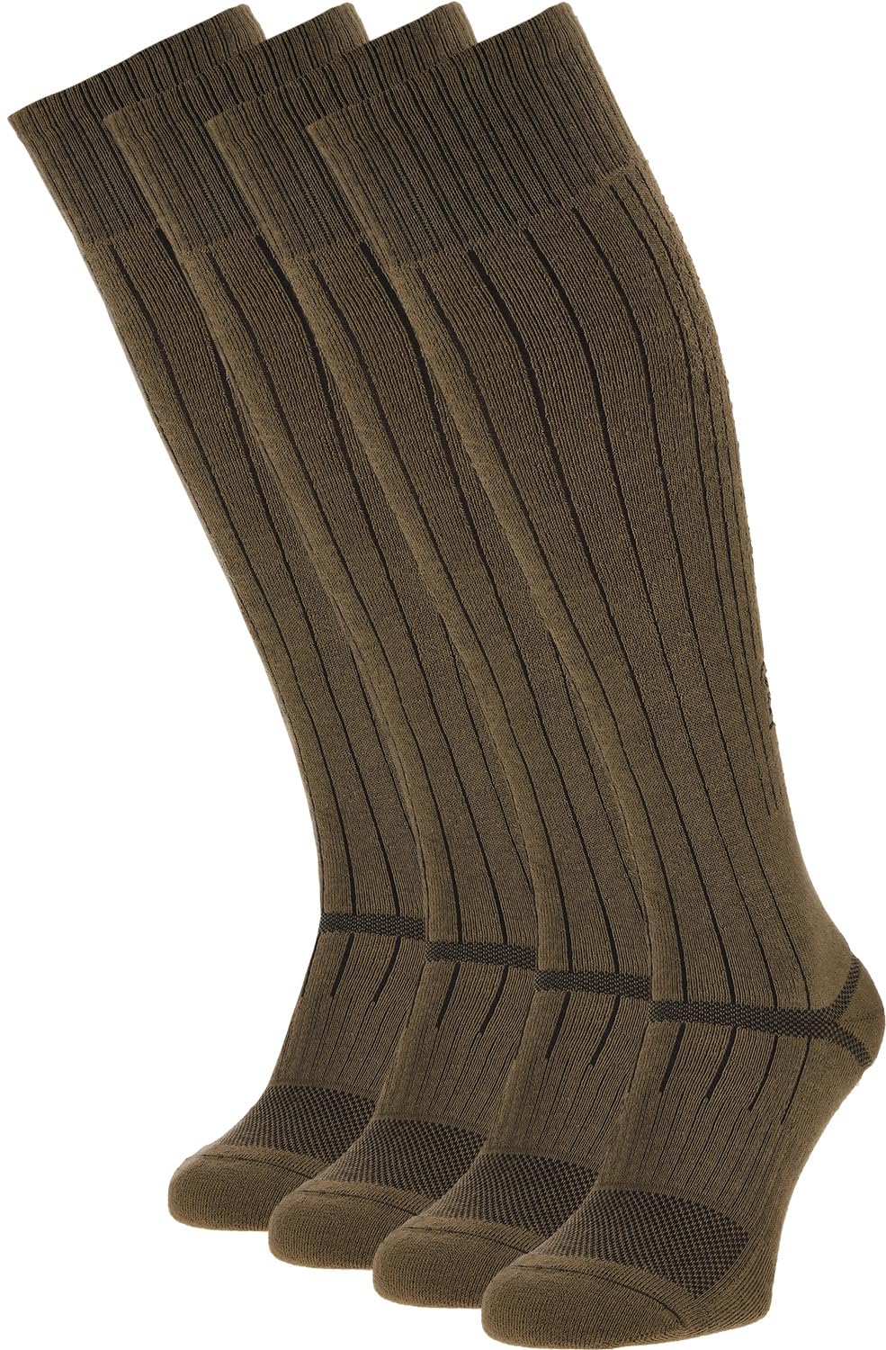 281Z Military Demi Season Breathable Knee High Cushioned Uniform Boot Socks - Tactical Trekking Hiking - Outdoor Fishing Hunting (Coyote Brown)(Large 4 Pairs Pack)