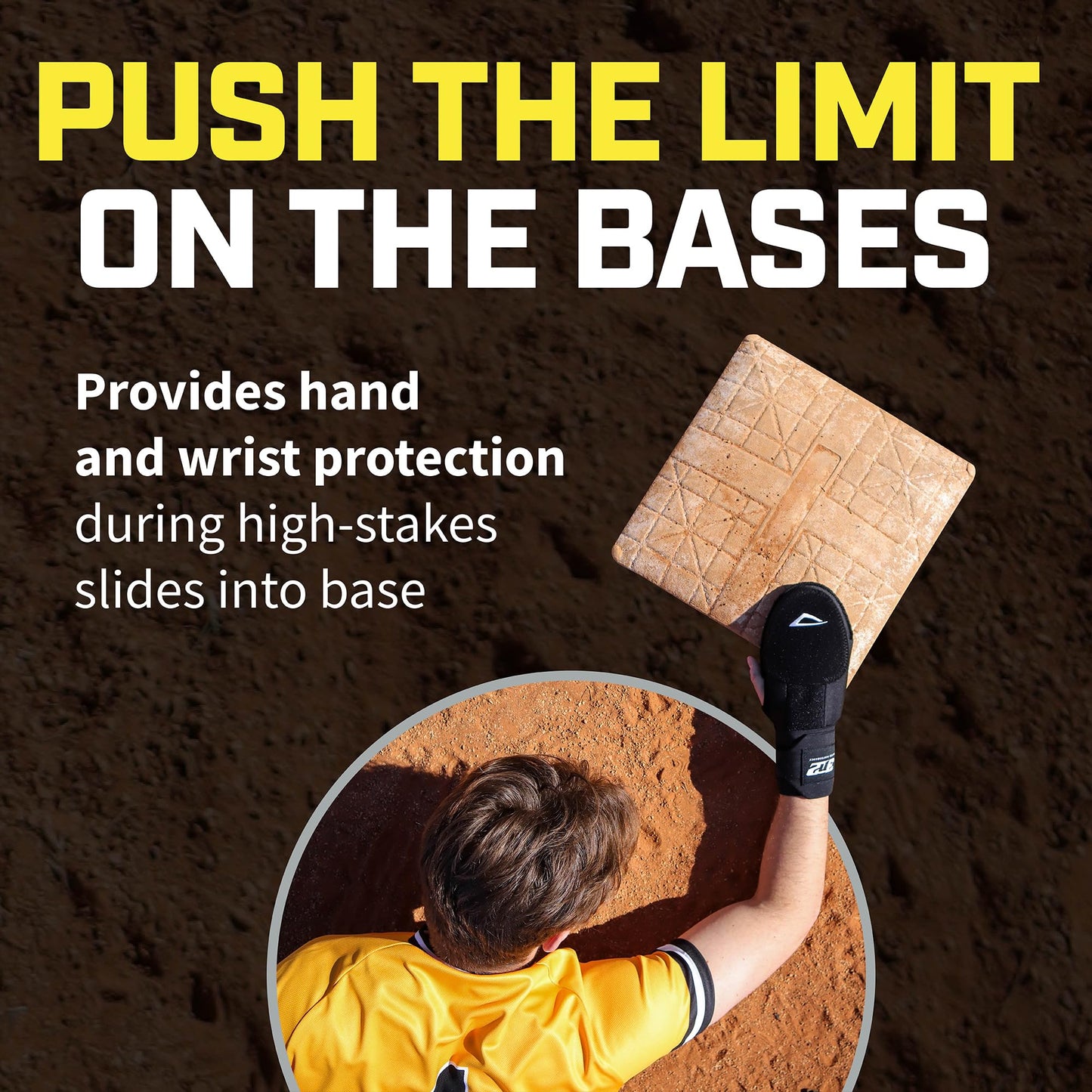 3N2 Protective Sliding Mitt for Baseball or Fastpitch Softball, Youth or Adult, Hand & Wrist Protection for Base Running, Sliding Glove with Adjustable Compression Strap - Ghosted