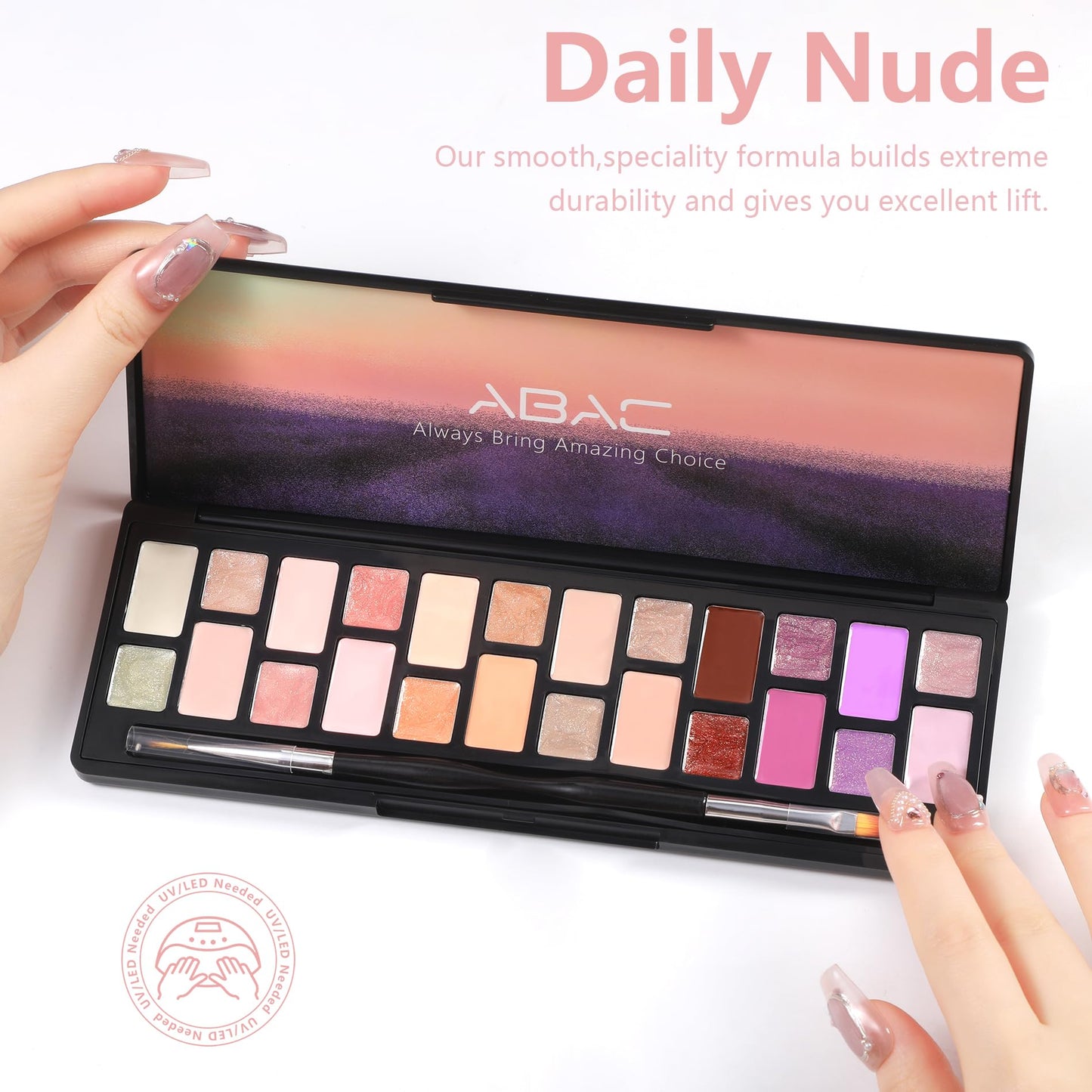 ABAC Nude Color Solid Gel Polish Set,Spring&Summer Hema-free 24 Colors Soak Off Gel Polish Kit with Double-Ended Nail Art Brush for Salon and Nail Art DIY at Home