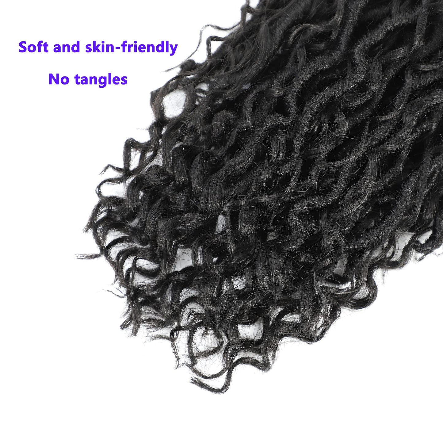 8 Packs Curly Faux Locs Crochet Hair, 14 Inch Goddess Locs Crochet Hair, Hippie Locs Braids Hair Extensions (14Inch, 8Packs, 1B)