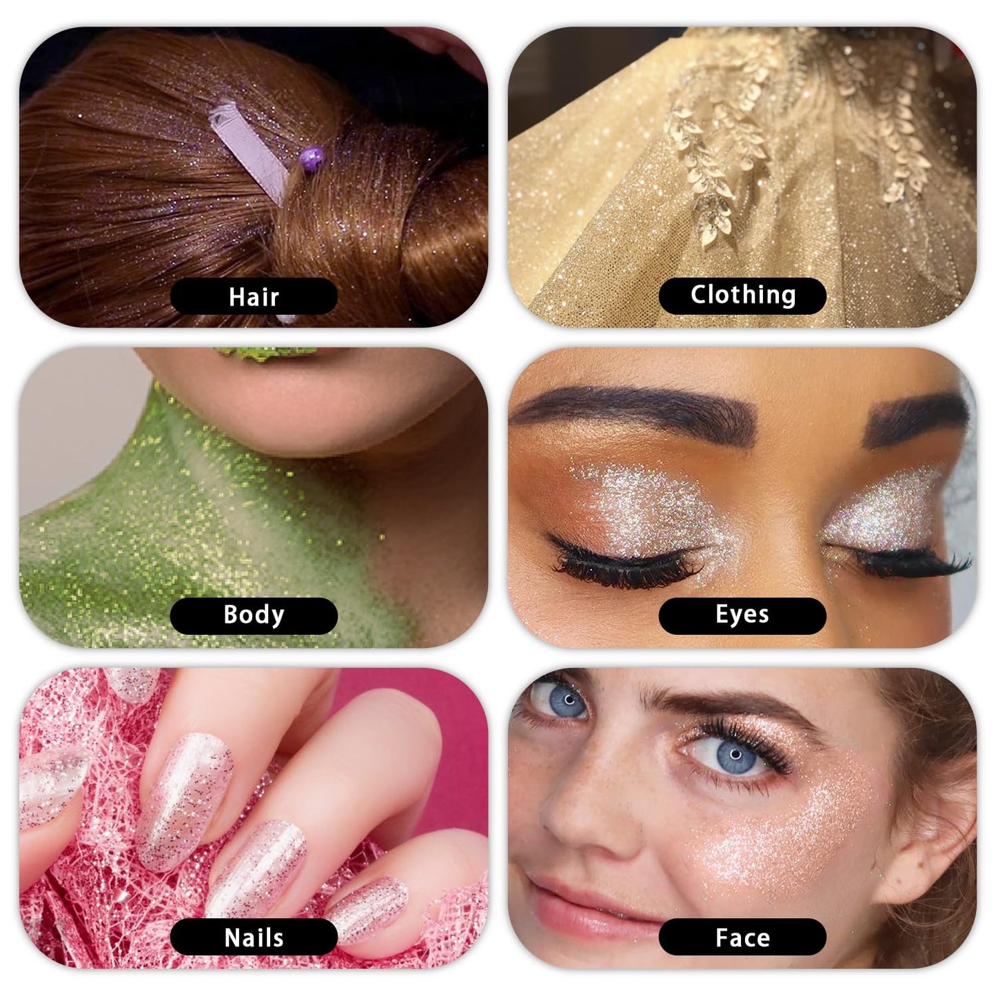 Hair and Body Glitter Spray, Holographic Glitter Highlighter Powder, Face Body Clothes Shiny Glitter, Loose Shimmer Hairspray Festival Rave Prom Accessories, 10g (06# Champagne)