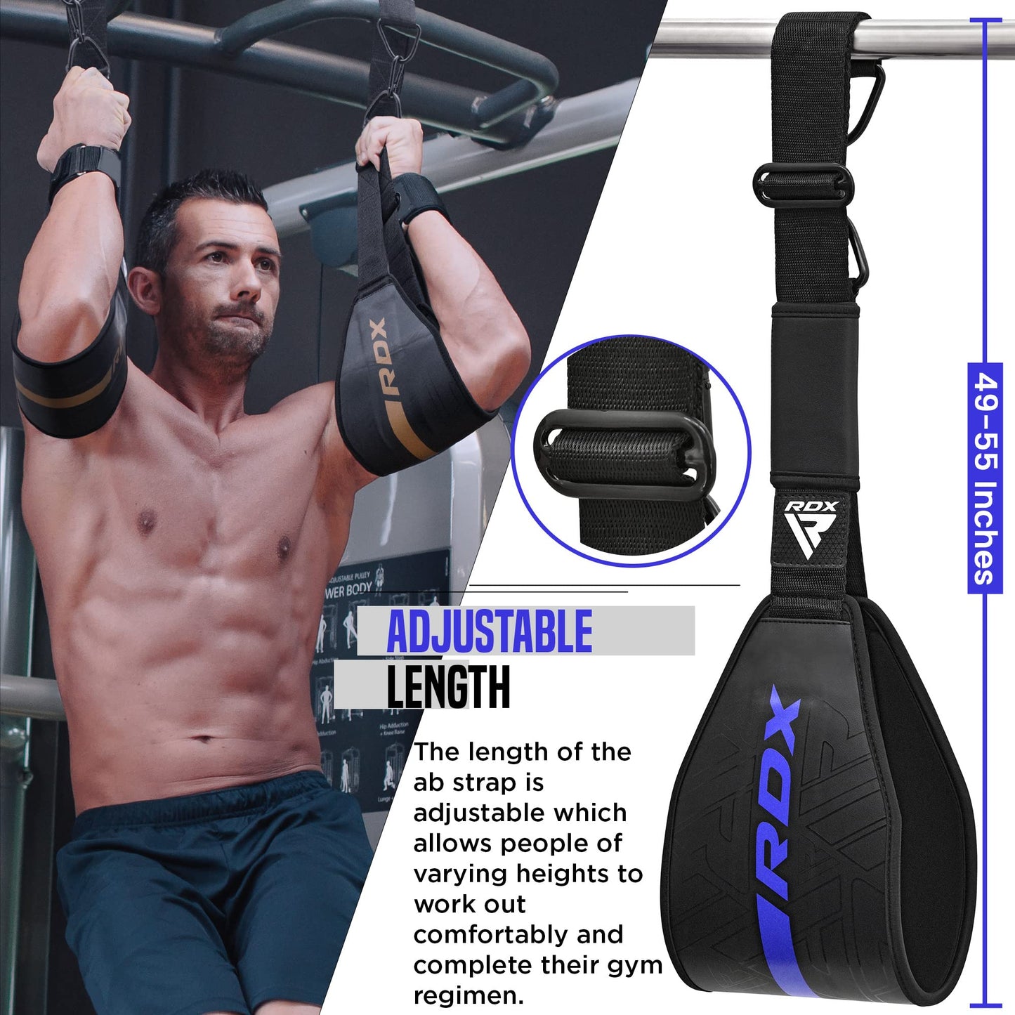 RDX AB Straps for Pull Up Bar Hanging (Pair), Maya Hide Leather, Abdominal Muscle Building Padded Arm Support Slings with D-Ring Strap, Leg Raise Exercise Fitness Workout Strength Training, Men Women