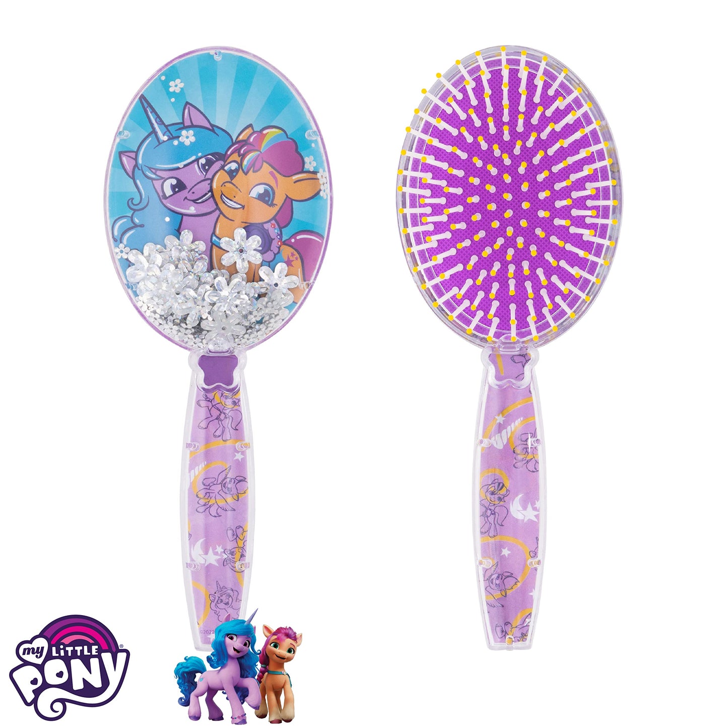 Hair Brush with Magical Sparkling Stars Confetti Hair Brush - Kids Hair Brush Ages 3+