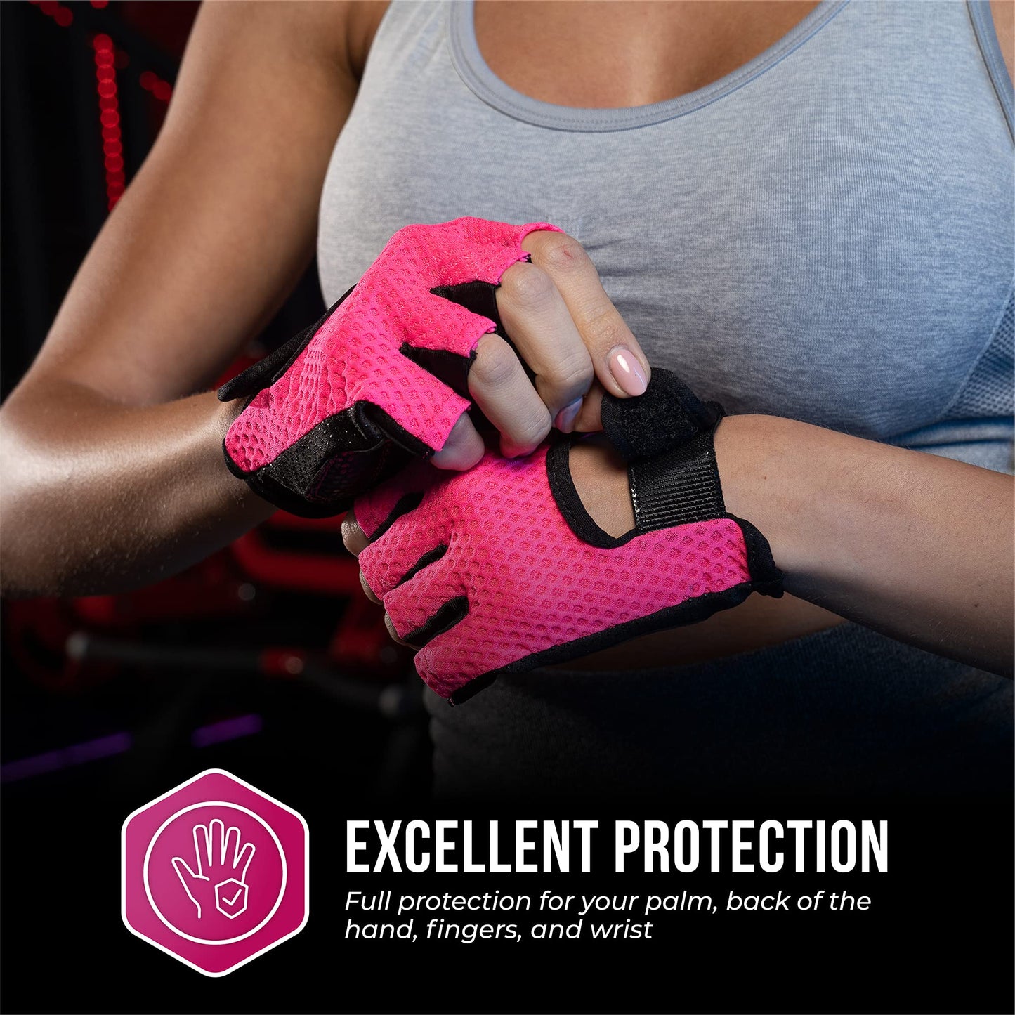 5307 Womens Designer Workout Gloves | Low Sweat Diamond Mesh Fabric w/Grip-Lock⢠Silicone Palm (Pink, X-Small)