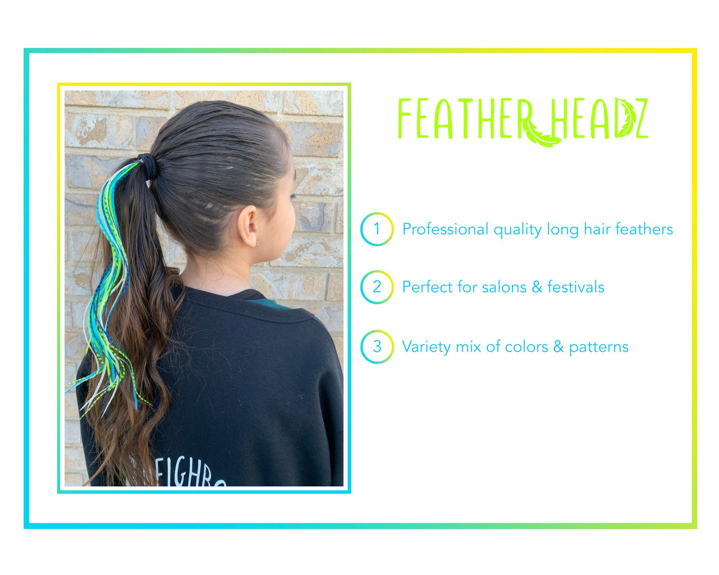 21 Neon Green & Turquoise Color Hair Feathers - 9”- 14” Long - Feathers for Hair Extension, Hair Extension DIY Kit - Eye-Catching Design - 20 Micro-link Beads - 100% Real Rooster Feathers