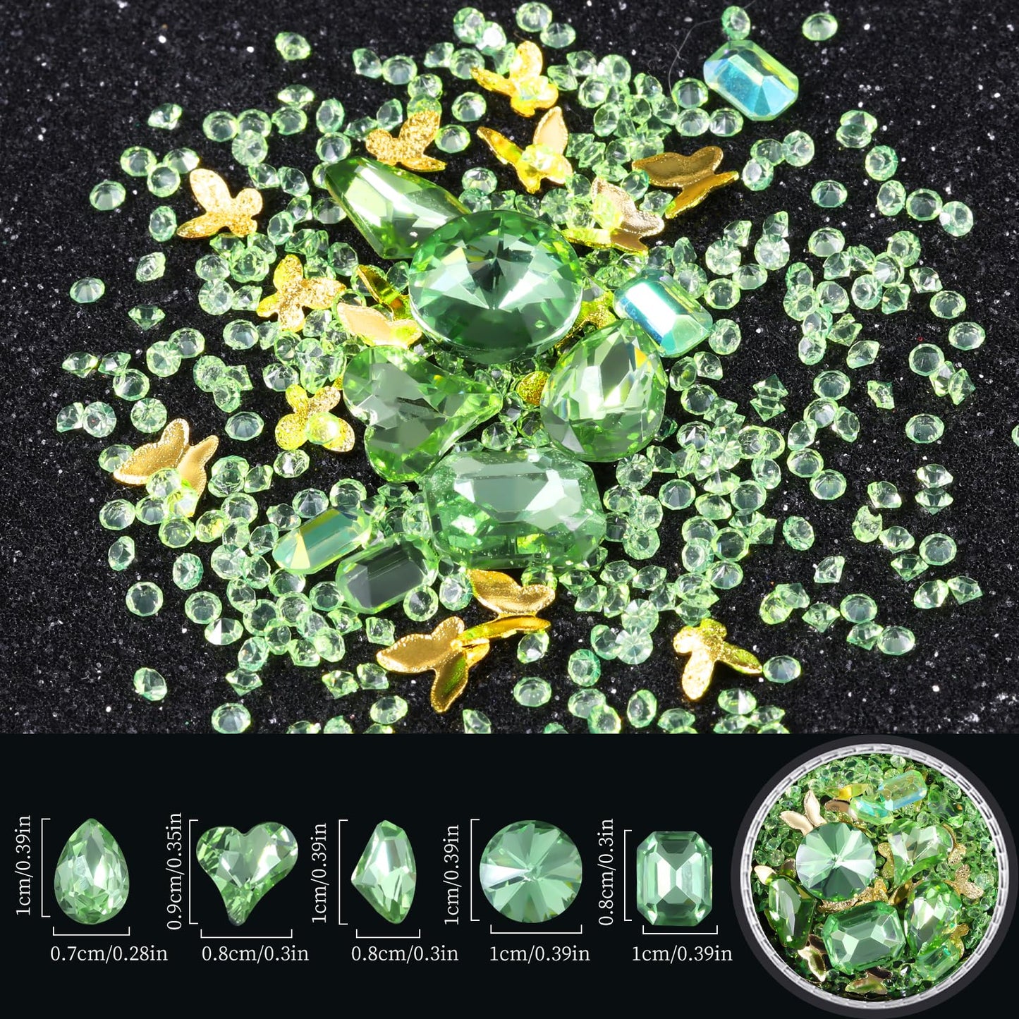 6 Wheels Mixed Sparkle Nail Art Rhinestones Diamonds Crystals Butterfly Beads Artificial Pearls Gold Silver Nail Studs Gems Metal Hollow Rivets Charms (Kit-4)