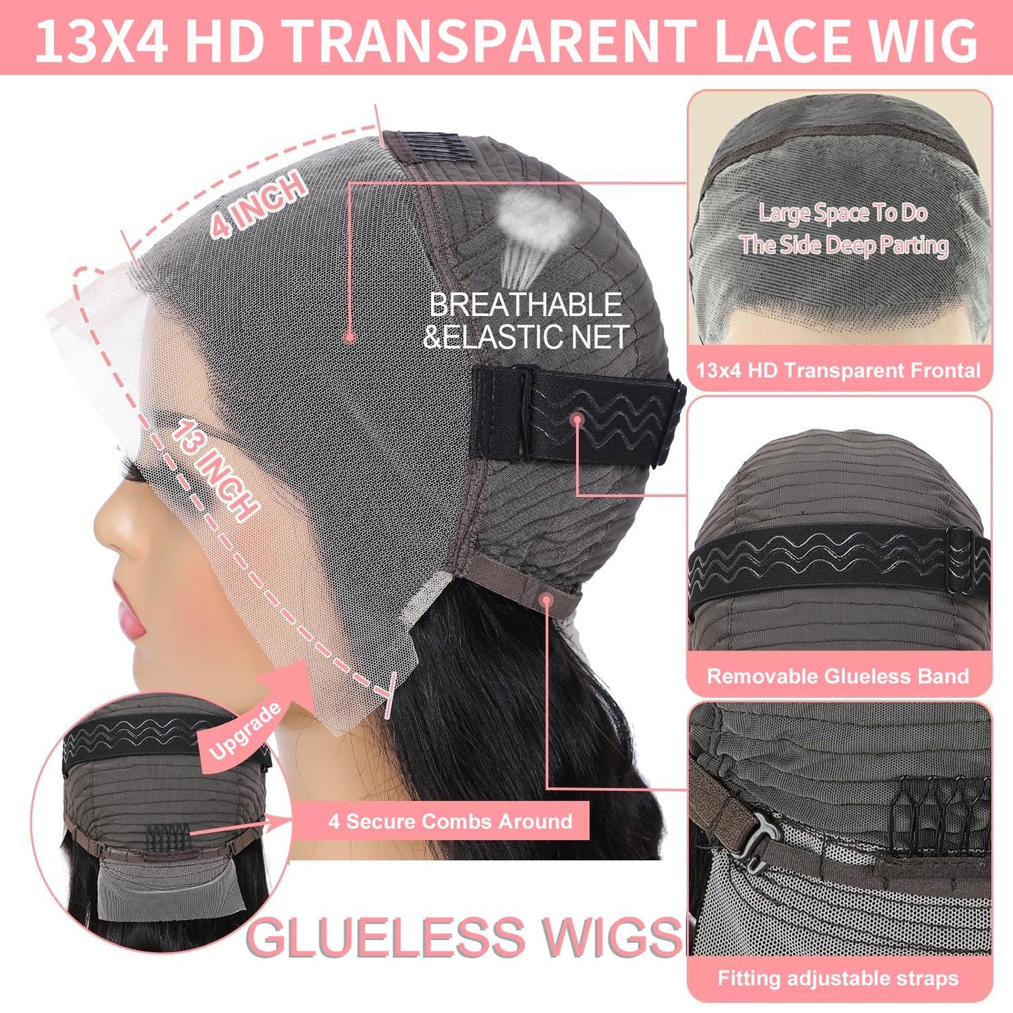 Abhayy Body Wave Wig 250 Density Human Hair Wig Skinlike HD Lace Wig 18 Inch 13X4 Lace Front Wigs Human Hair Human Hair Wigs For Black Women Glueless Wigs Lace Frontal Wigs Human Hair