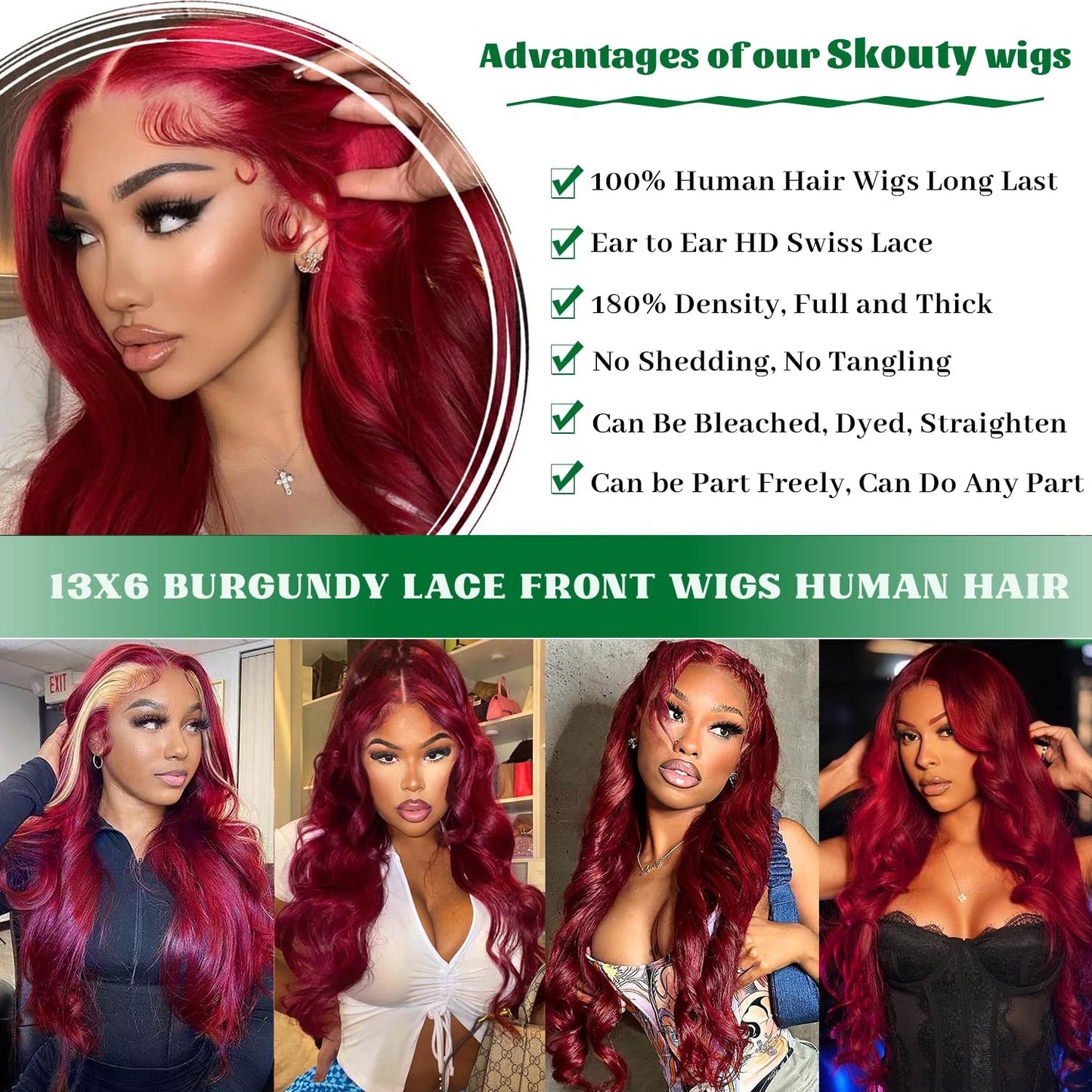 99J Burgundy Wig Human Hair 13x6 Body Wave Lace Front Wigs Human Hair 180% Density 99j Burgundy Lace Front Wigs Human Hair Red Wine Glueless Wigs Human Hair Pre Plucked for Women 20 Inch