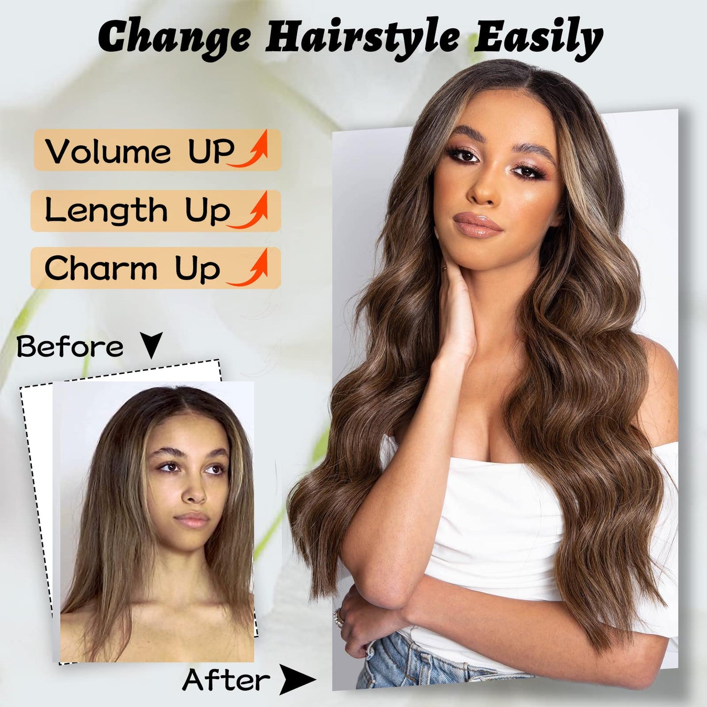 NAYOO Long Wavy Wigs for Women Black Middle Part Wig Synthetic Heat Resistant Fiber Women Wigs for Daily Party Use 26 Inch (Black)