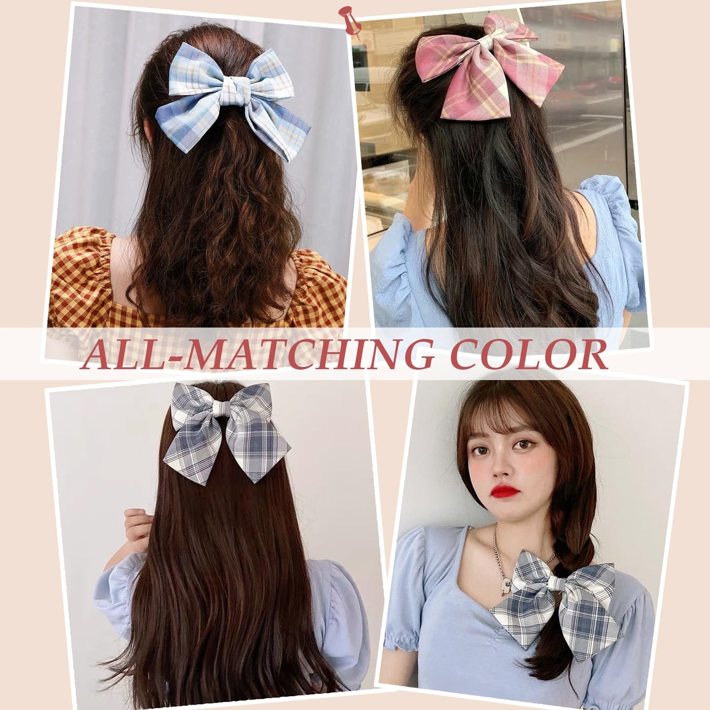 8 PCS Hair Bows for Women Girls,Hair Bows,Bow-knot Hair Clips for Women Thick Hair & Thin Hair,Big Bows Hair Clips,Nonslip Bows Claw Clips for Women