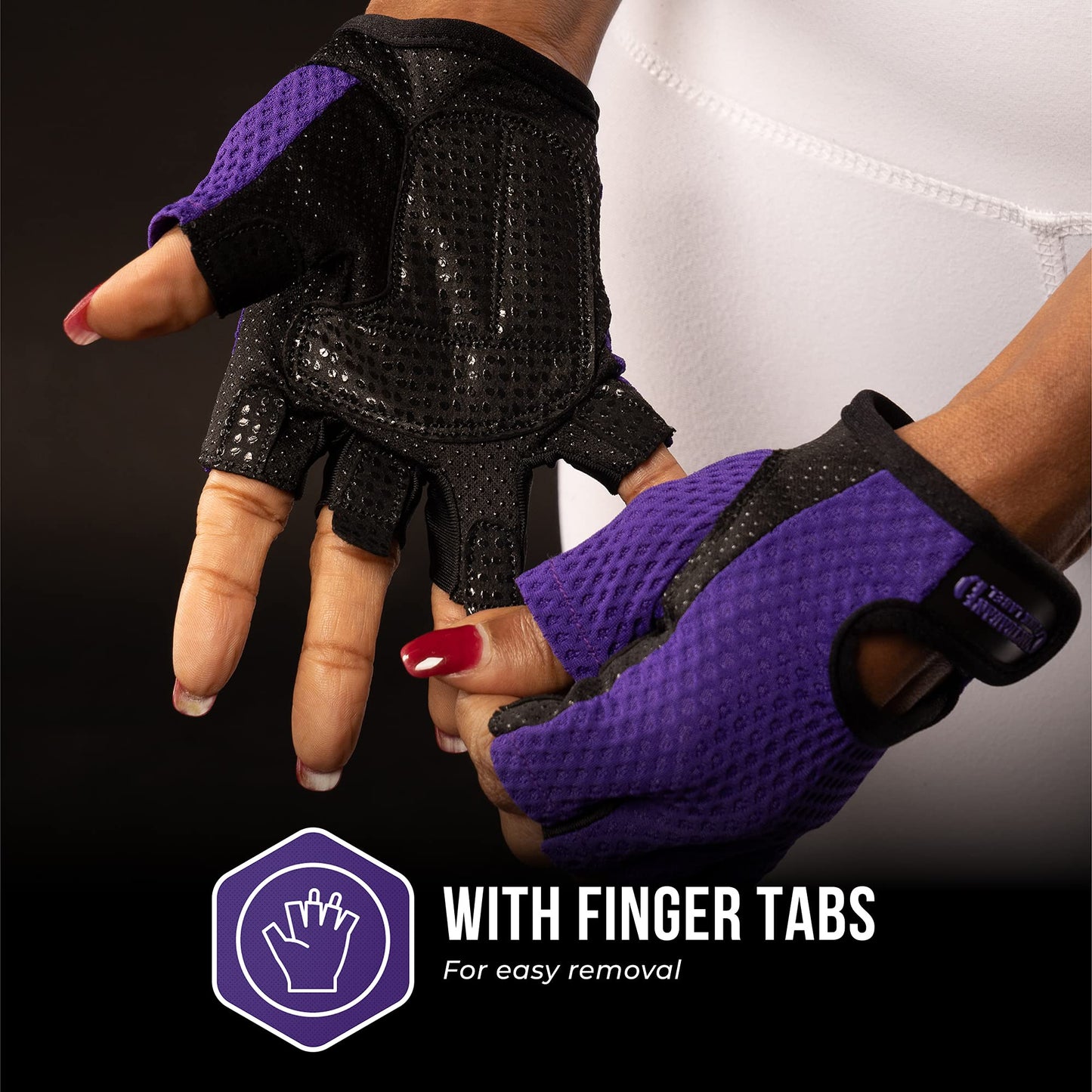 Contraband Pink Label 5307 Womens Designer Workout Gloves | Low Sweat Diamond Mesh Fabric w/Grip-Lock⢠Silicone Palm (Purple, X-Small)