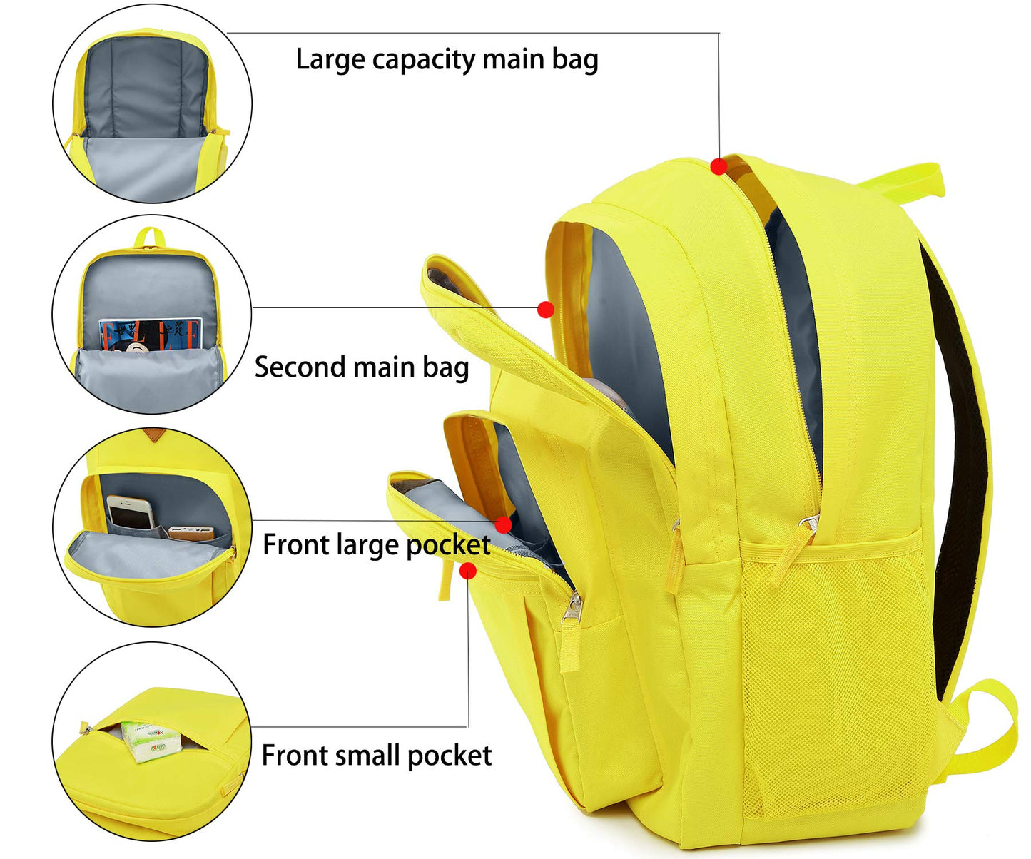 abshoo Classical Basic Womens Travel Backpack For College Men Water Resistant Bookbag (GreenYellow)