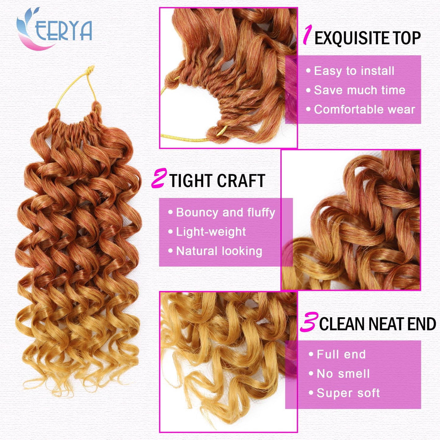 7 Packs GoGo Curl Crochet Hair 10 Inch Short Copper Flame Curly Crochet Hair for Women Deep Wave Beach Curl Crochet Braids Synthetic Braiding Hair Extensions (10 Inch, Copper Flame)