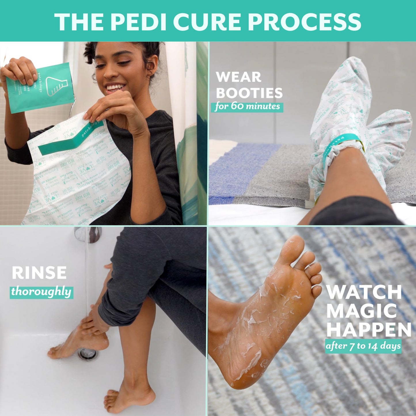 Patchology PoshPeel Pedi Cure - Foot Peeling Mask Soak Treatment, Feet masks for dry cracked feet, Pedicure Booties w/Deep Exfoliation for Baby-soft Skin, Pedi Supplies for Foot Care, 1 Pair