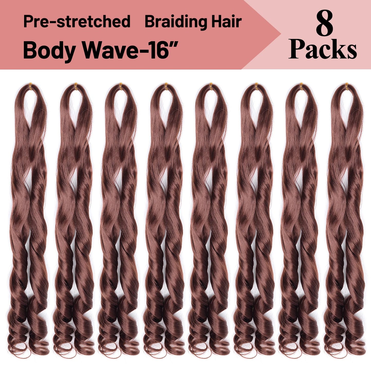 French Curl Braiding Hair 16 Inch Curly Braiding Hair Pre Stretched 75g/pack 33# French Curl Crochet Braids Synthetic Bouncy Braiding Hair Curly Ends for Women Hair Extensions (16inch,8 packs,33#)