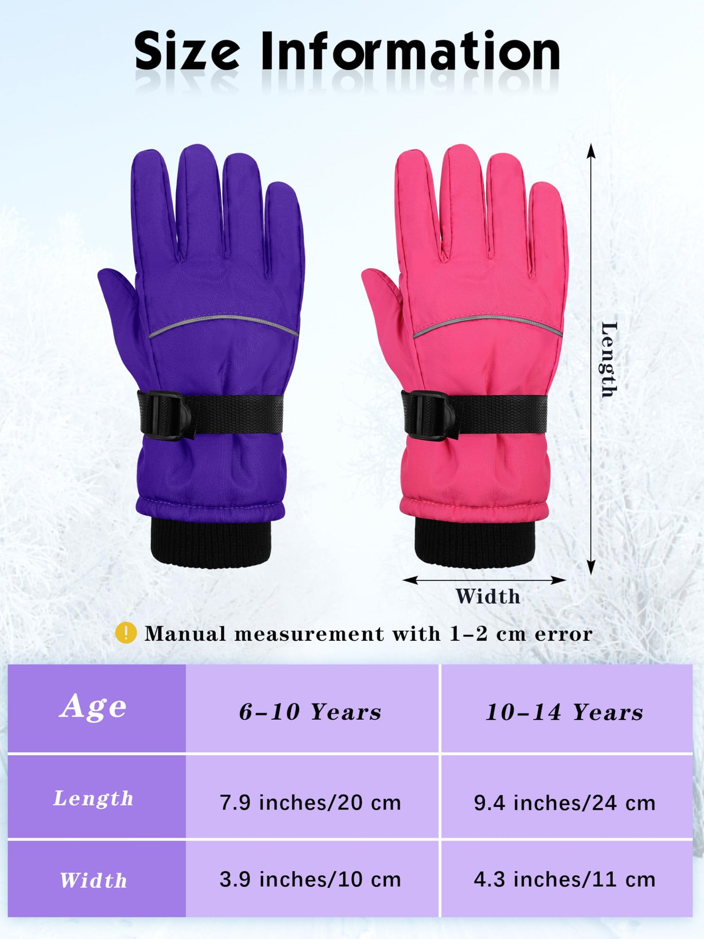 Cooraby 2 Packs Winter Kids Ski Gloves Thick Warm Snow Gloves Waterproof Unisex Kids Mitten Gloves for Girls Boys