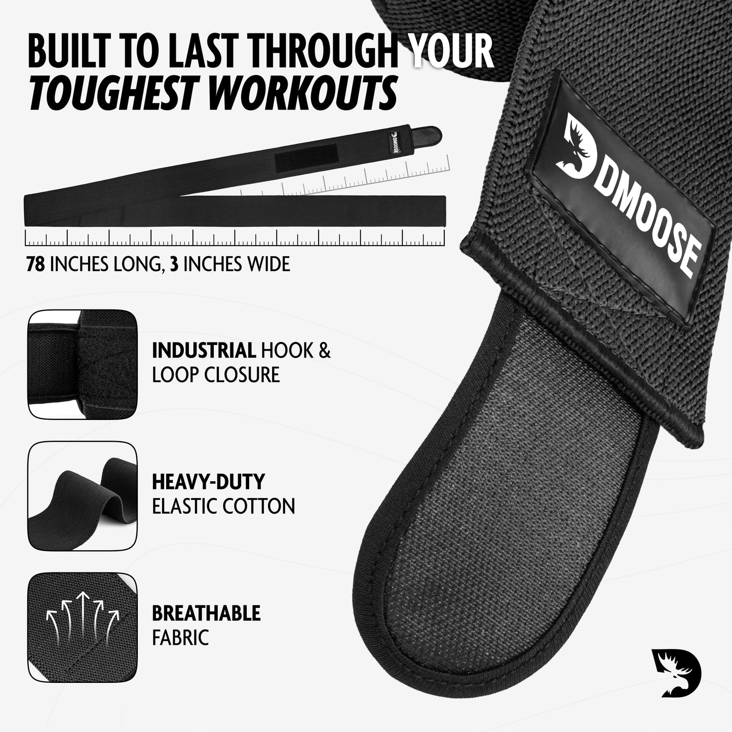 DMoose Knee Support Wraps, Knee Compression Sleeves Women and Men, Knee Compression Sleeve Women, Knee Strap for Football, Volleyball, Jogging, Basketball, and Soccer β Black (Pair)