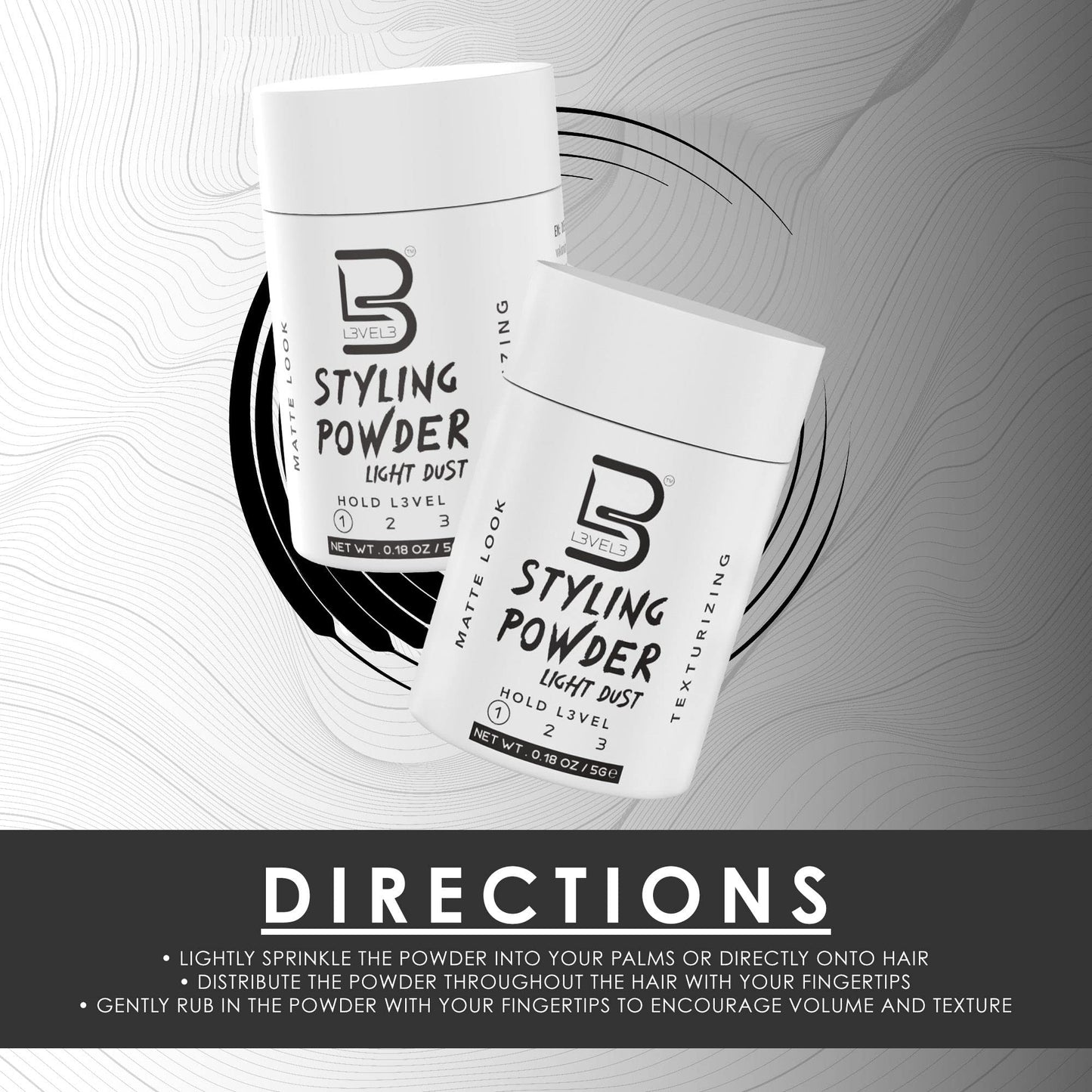 L3 - Travel Styling Powder - Small 0.18 oz for Travel - Natural Look Mens Powder