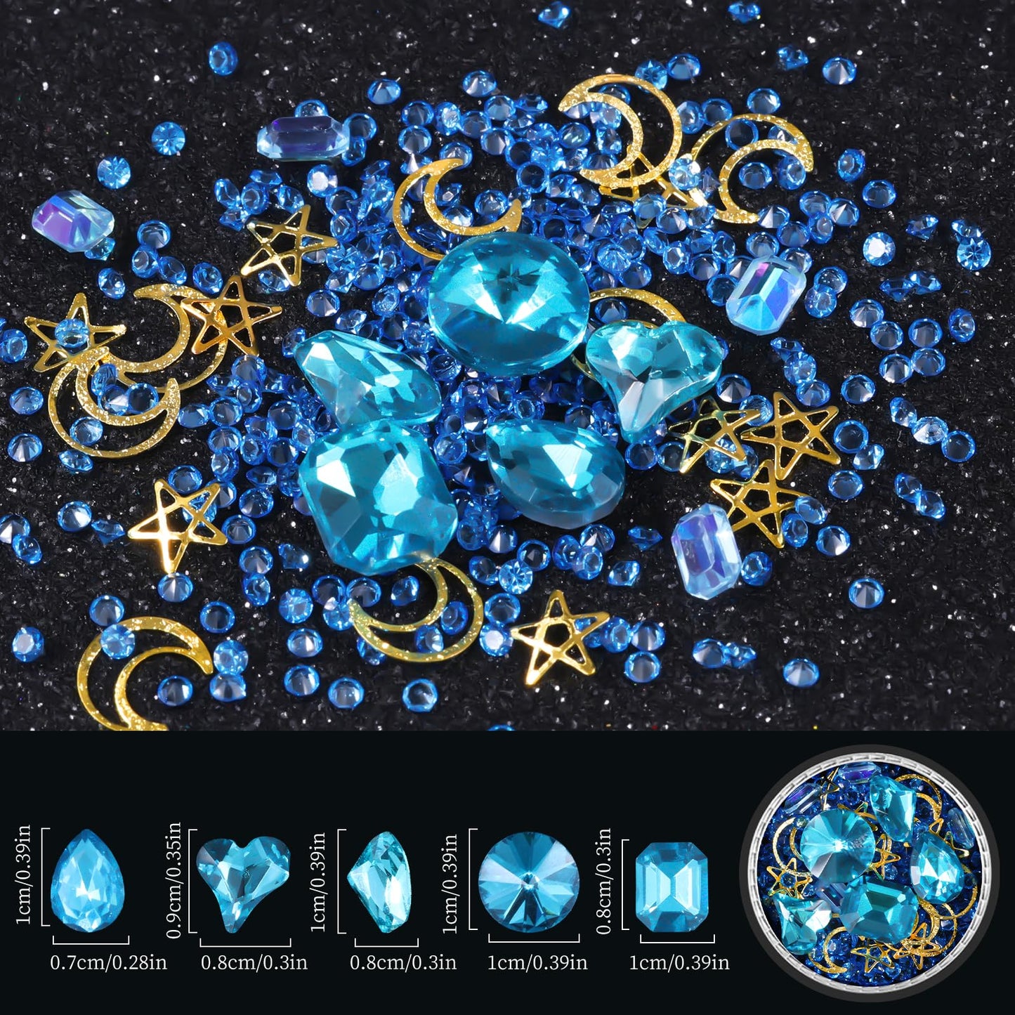 6 Wheels Mixed Sparkle Nail Art Rhinestones Diamonds Crystals Butterfly Beads Artificial Pearls Gold Silver Nail Studs Gems Metal Hollow Rivets Charms (Kit-4)