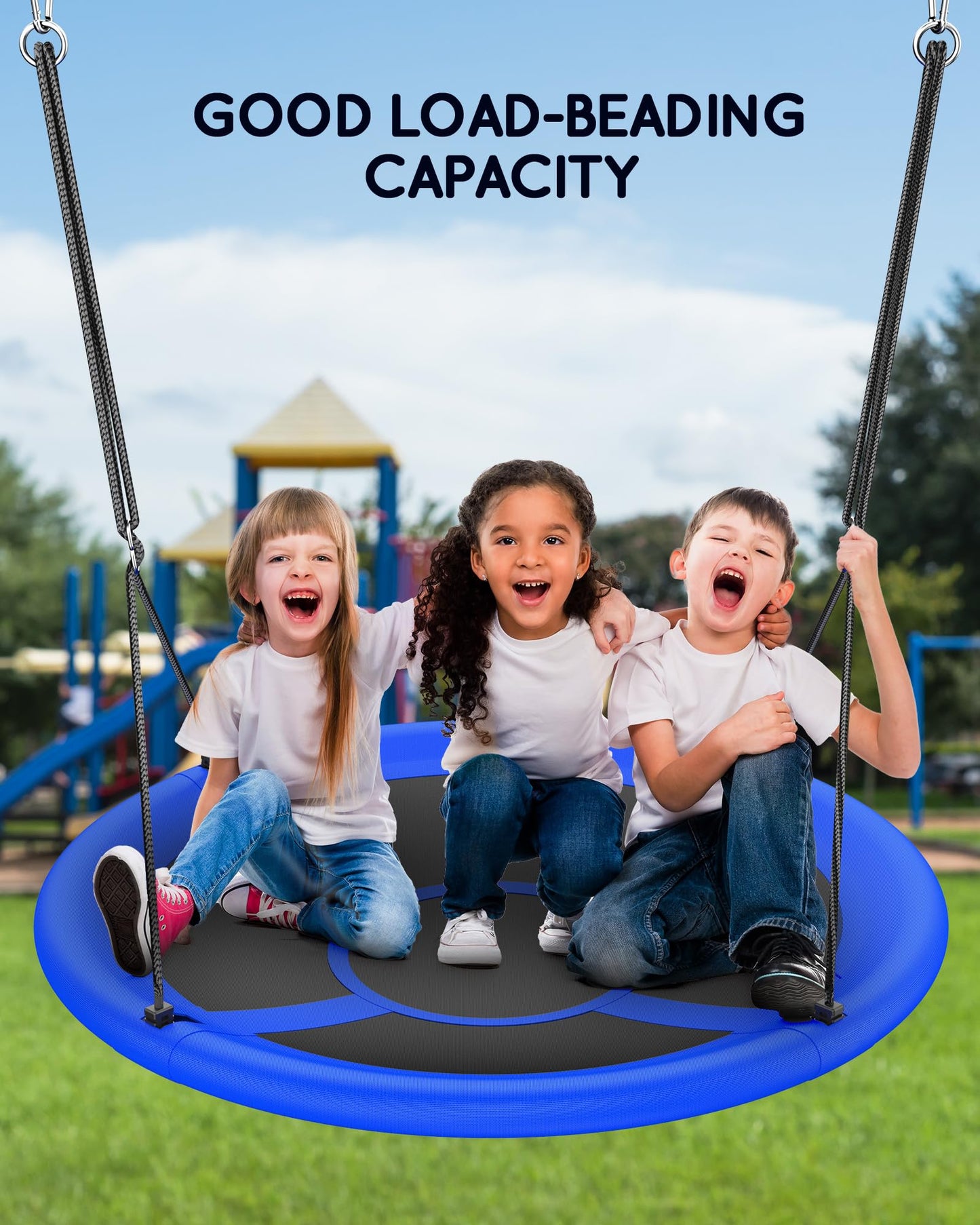 43" Saucer Tree Swing for Kids Adult, 700lbs Weight Capacity, Waterproof Flying Saucer Swing with Adjustable Hanging Straps, Swing Seats for Backyard Outdoor Indoor Playground, Blue