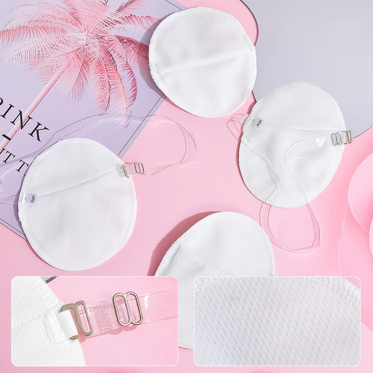 4 Pairs Underarm Sweat Pads Reusable Armpit Absorbing Guards Washable with Shoulder Strap Under Arm Breathable Absorbent Sweat Protectors Pads Guards for Women and Men(White)