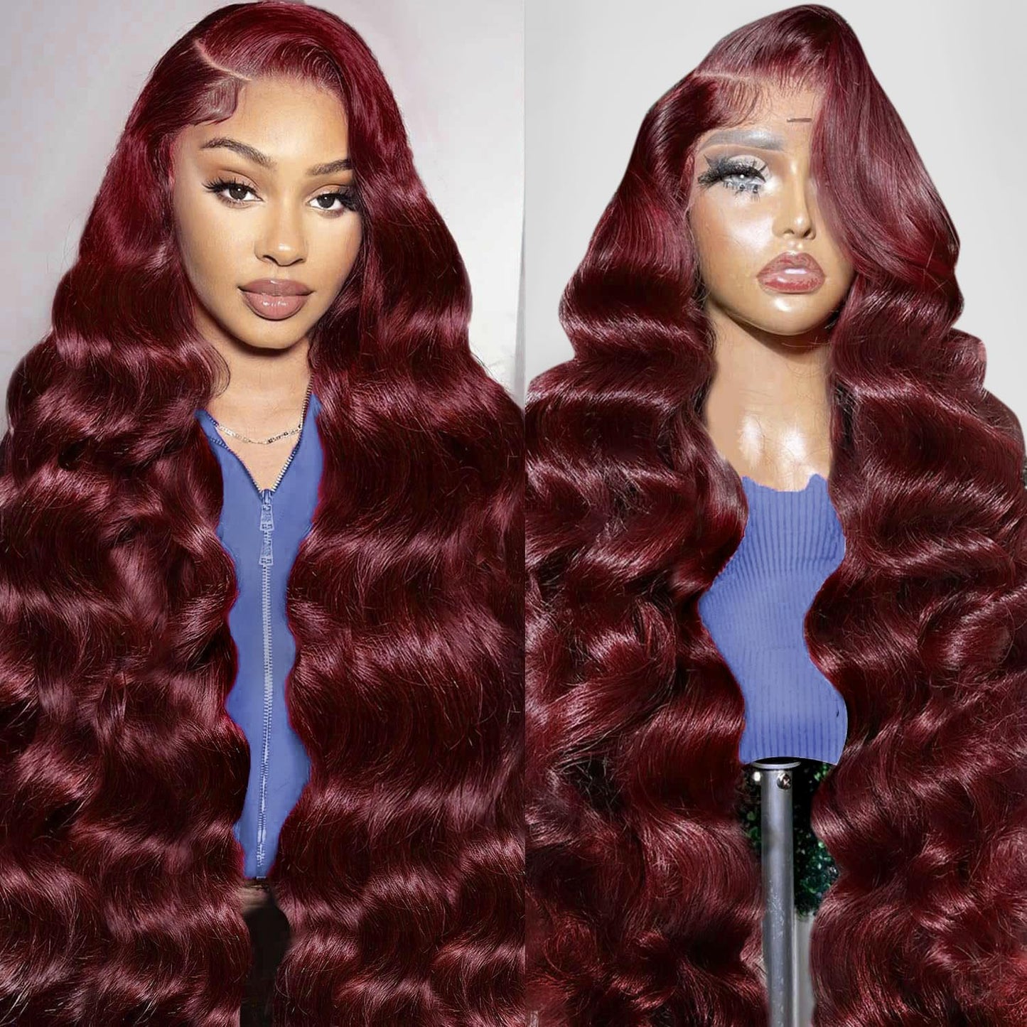 22 Inch 99j Burgundy 13x6 Body Wave Lace Front Wigs Human Hair 200% Density Glueless HD Transparent Lace Frontal Wigs Human Hair Pre Plucked With Baby Hair Burgundy Wine Red Human Hair Wigs For Women