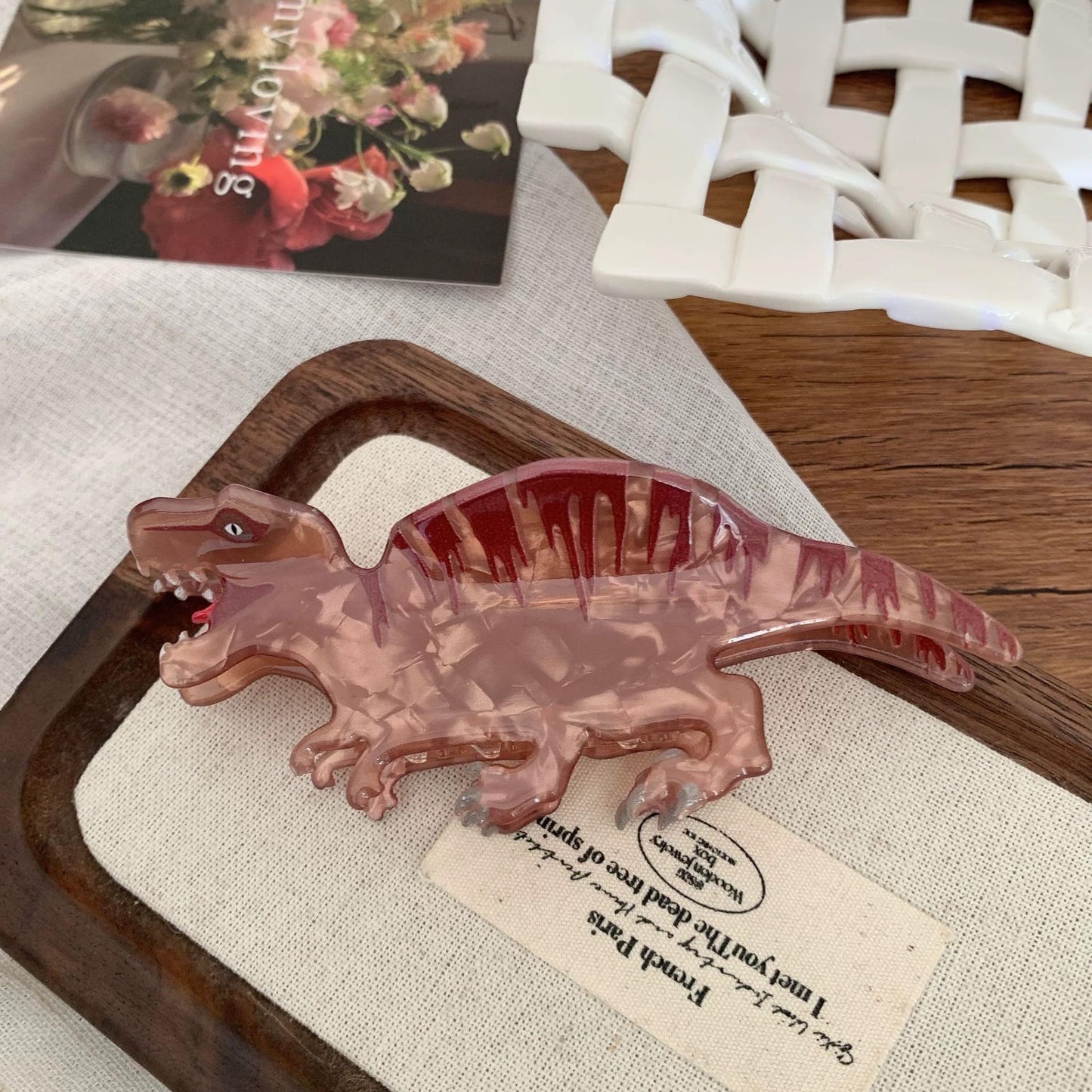 QGMZTNL Dinosaur Hair Clips - Animal Hair Decorations - Fun and Cute for Girls and Women - Medium Size - Suitable for Thin or Thick Hair (Brown dinosaur)
