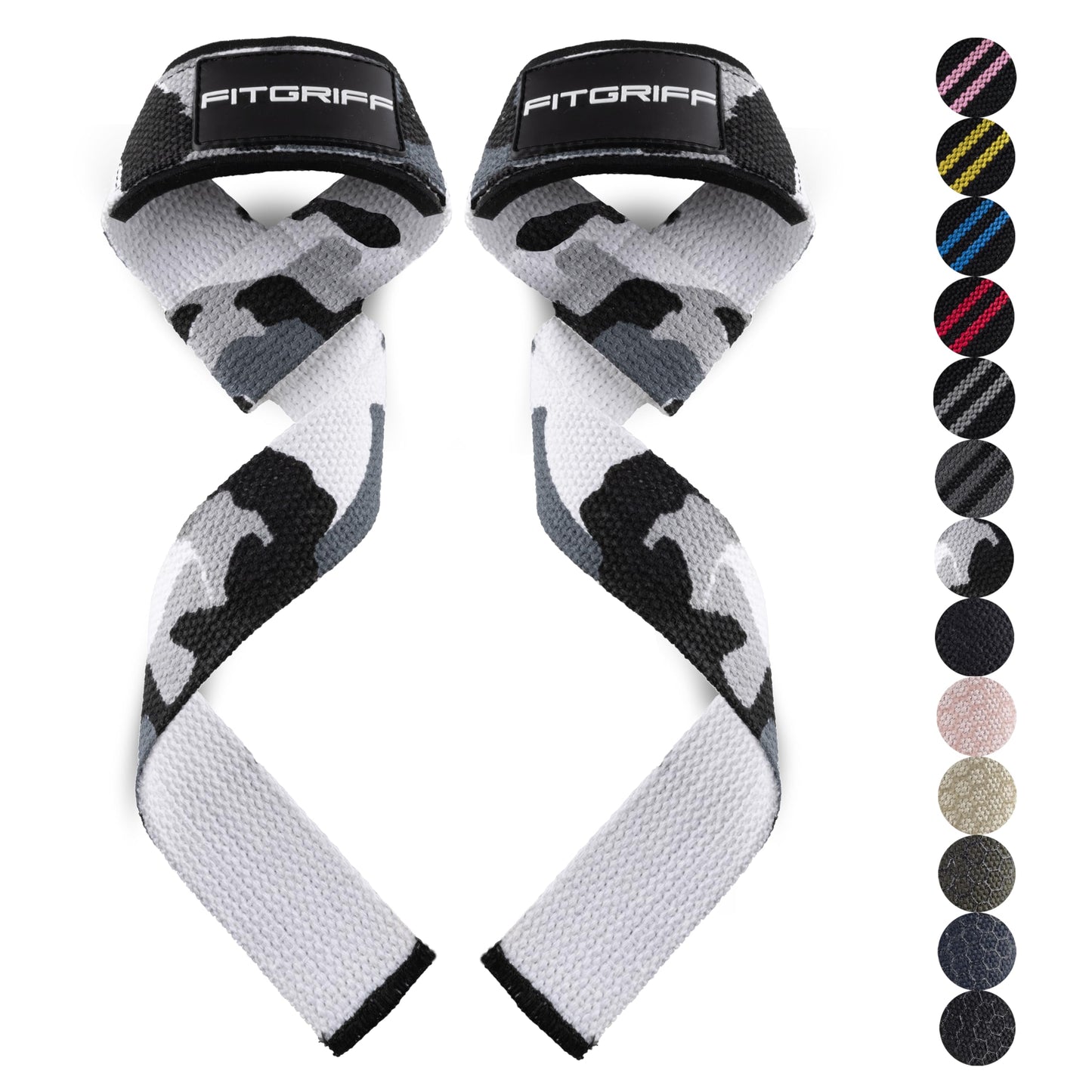 Fitgriff® Lifting Wrist Straps for Weightlifting, Gym, Deadlift, Workout (Made of Premium Cotton & Padded) - Men & Women (Standard, Grey-Camo)