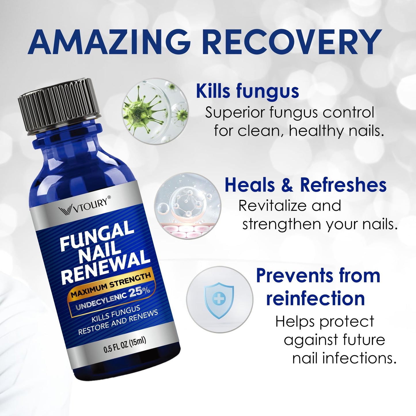 2 Bottle Toenail Fungus Treatment Extra Strength, 25% Undecylenic Acid, Tea Tree Oil, Toe Nail Fungus Treatments, Toe Fungus Treatment for Toenail