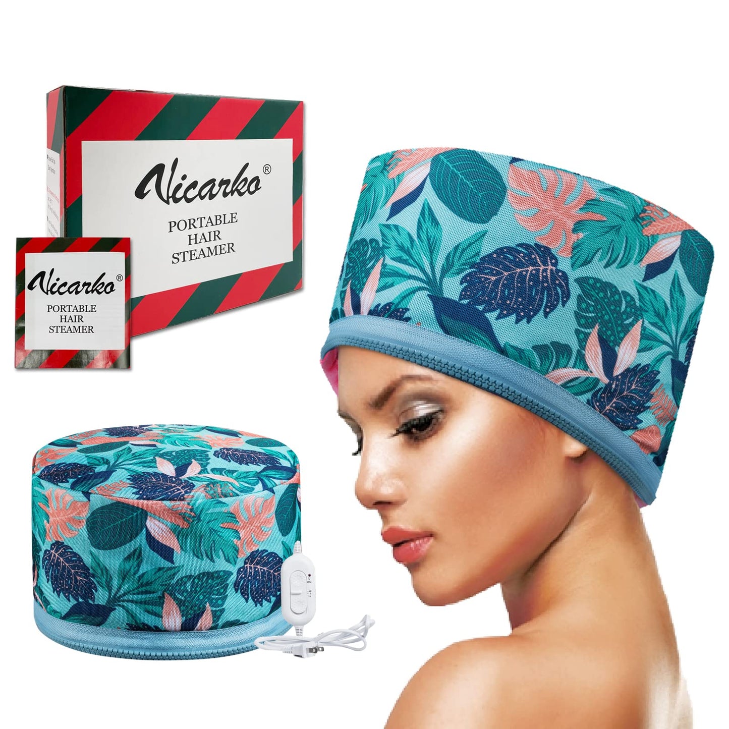 VICARKO Hair Steamer Thermal Heat Cap ππ±πππ§πππ ππ¨π«π Deep Conditioning Natural Black Hair Scalp Treatment Spa Hot Head Care Electric for Home Use