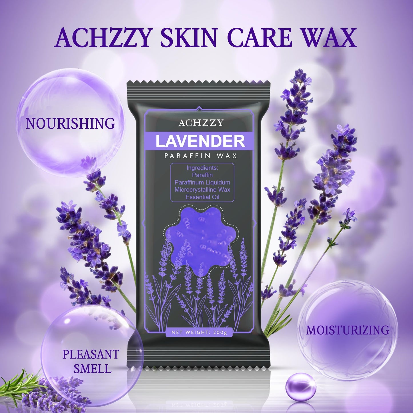 Achzzy Natural Paraffin Wax Refills, 6 Pack Paraffin Wax Blocks of Lavender Scent for Paraffin Bath, Paraffin Wax for Hand and Feet for Deep Hydration, Moisturizing and Nourish(Lavender)