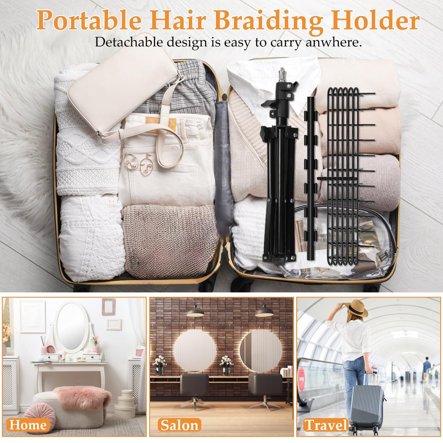 144 Pegs Braiding Hair Rack, Height Adjustable Braiding Hairs tand, 2-sides Hair Rack for Braiding Hair Braiding Rack Stand for hair with Stylist Hair Braiding Tools