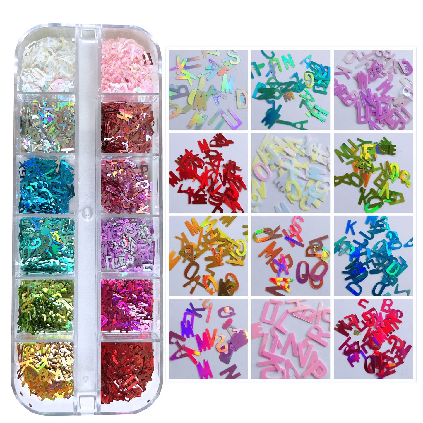 AddFavor 4 Boxes Nail Glitter Sequins Kit Mixed Shape Holographic Butterfly Flower Round Heart Nail Art Flakes for Women Body/Face/Hair/Acrylic Nails Decoration Designs Accessories