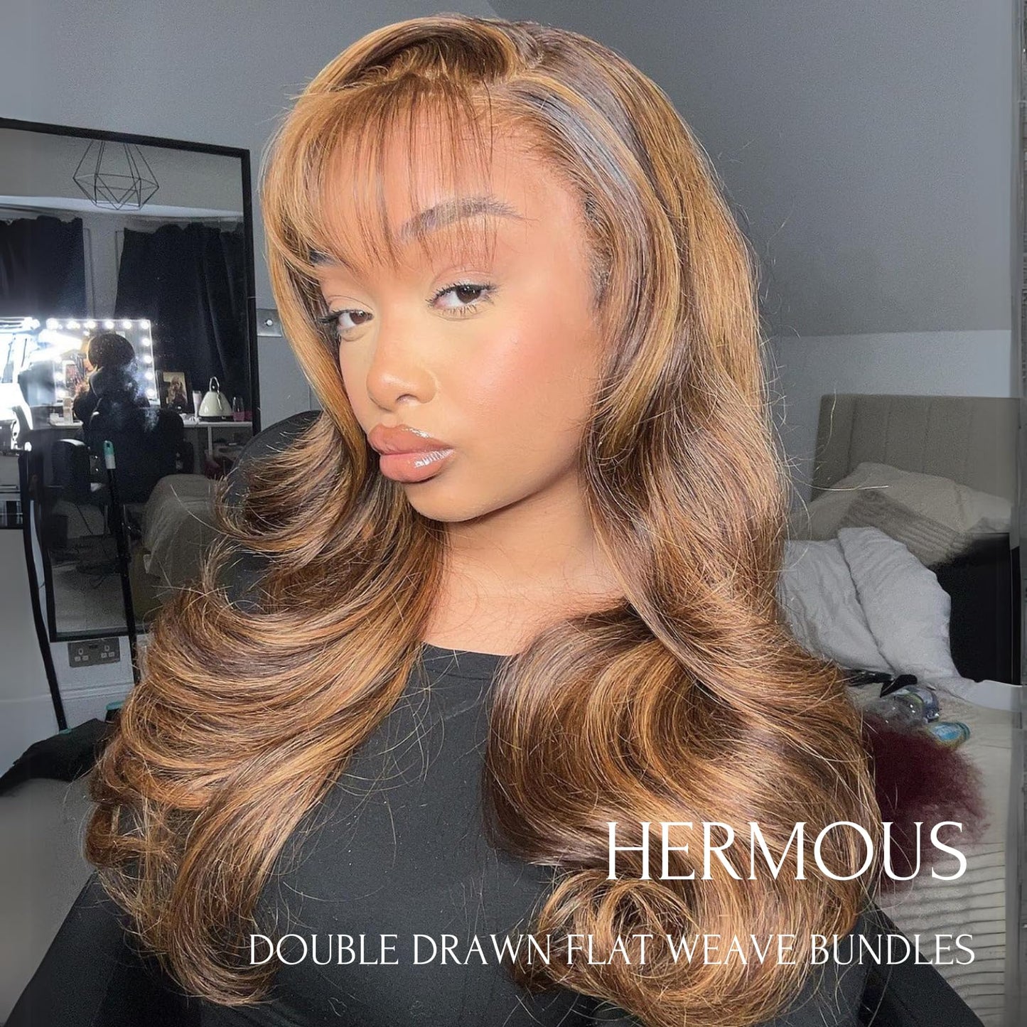 12A Double Drawn Highlight Honey Blonde Thick Raw Virgin 3 Bundles Human Hair Body Wave, Shed Free Colored 4/27 Real Piano Color Ombre Human Hair Bundles Quick Weave 14 16 18 Inch