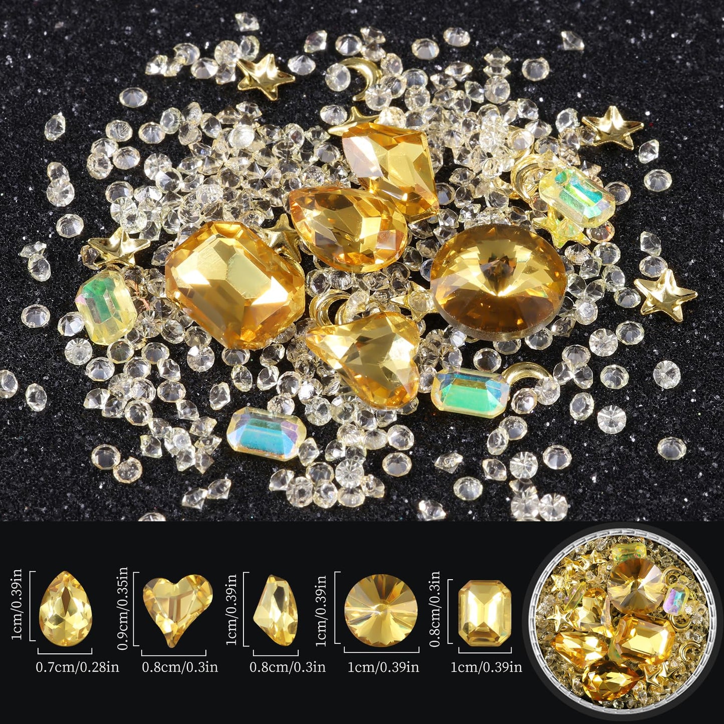 6 Wheels Mixed Sparkle Nail Art Rhinestones Diamonds Crystals Butterfly Beads Artificial Pearls Gold Silver Nail Studs Gems Metal Hollow Rivets Charms (Kit-4)