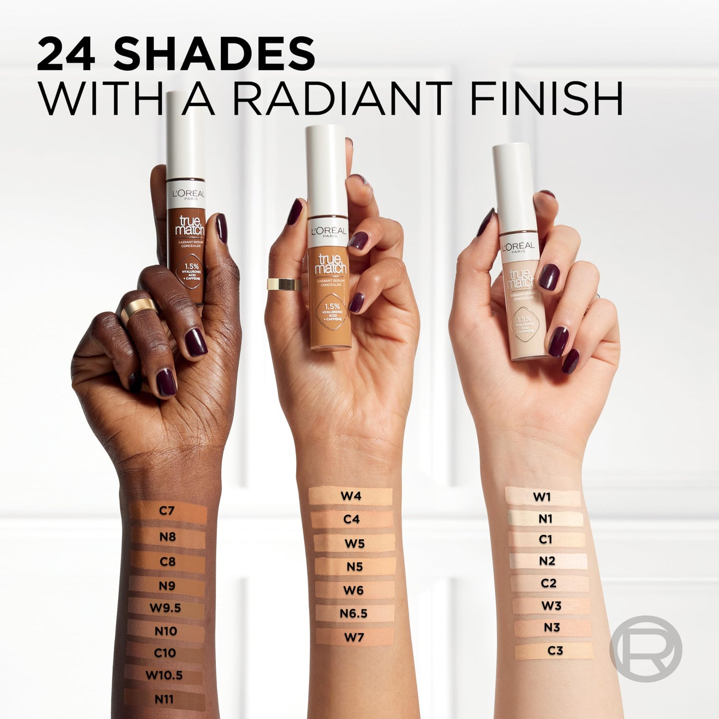 L’Oréal Paris True Match Radiant Serum Concealer, Brightening Under Eye Concealer Make Up with 1.5% Hyaluronic Acid and Caffeine, N1, 0.33 Oz