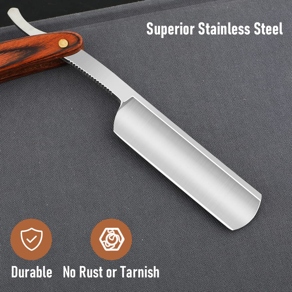 Straight Razor with Strope - Professional Straight Edge Barber Razor Premium Stainless Steel Shaver Razor with Shaving Strop for Men Home & Salon Grooming Using (NO.147)